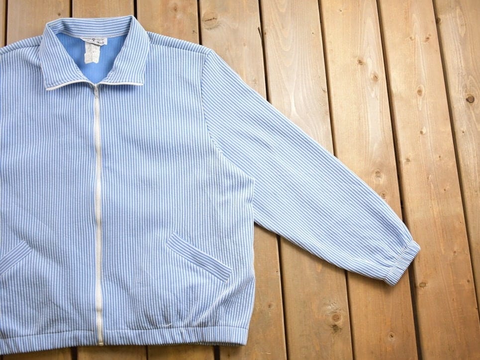 Vintage 1980s Pinstripe Light Jacket Men's XL - Image 4