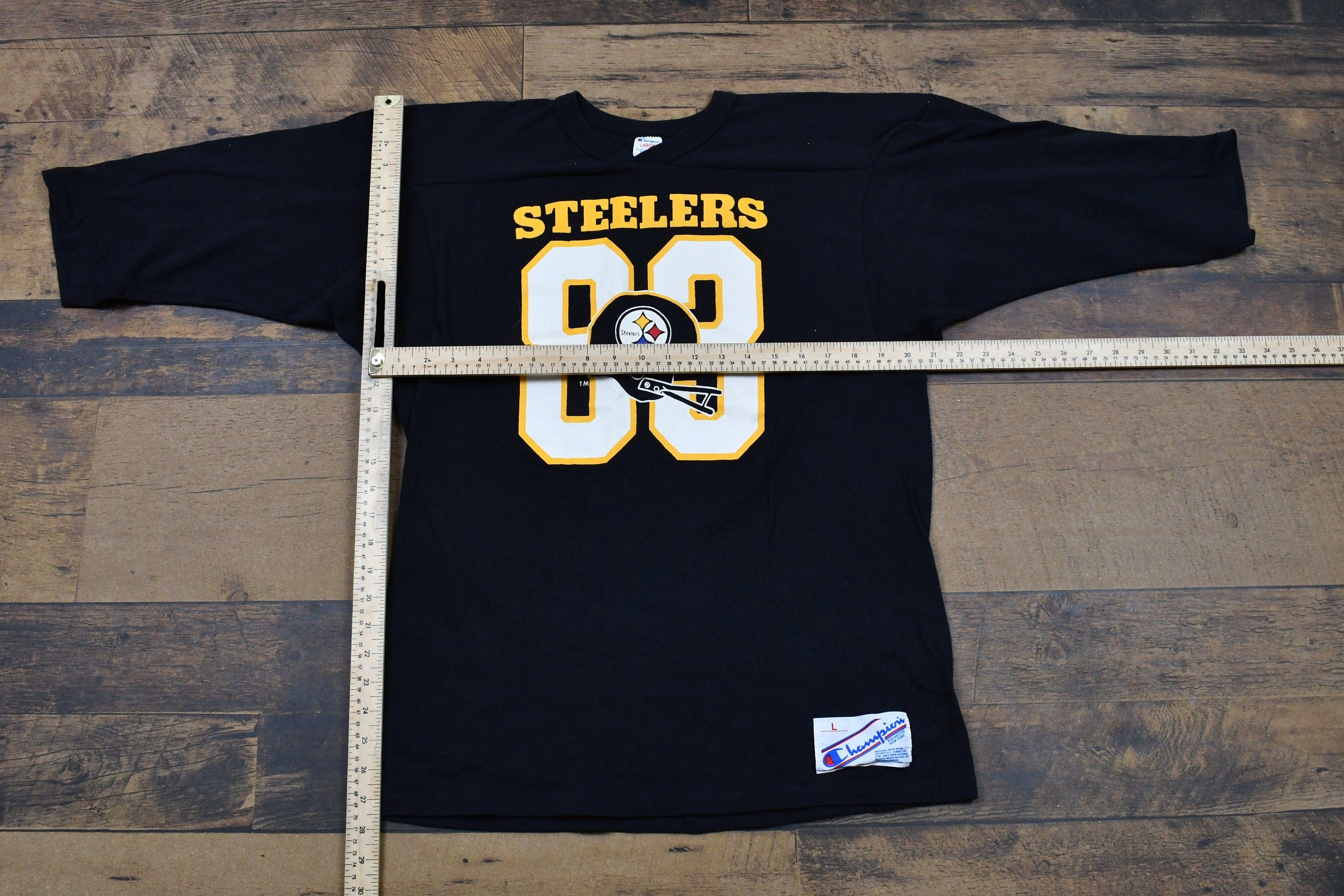 Vintage 1980s Pittsburgh Steelers Jersey Style Champion T-Shirt Men's Large - Image 5