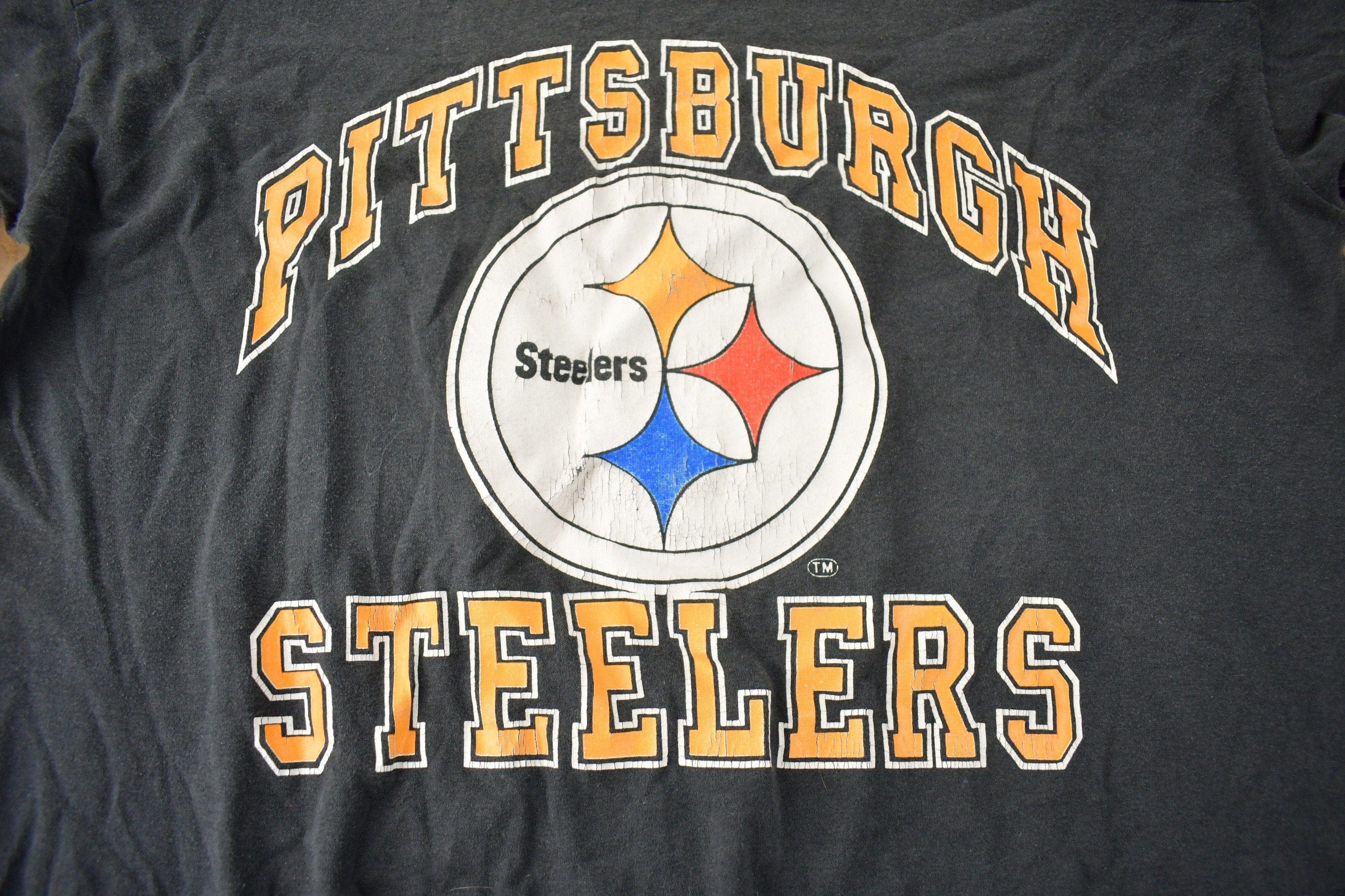 Vintage 1980s Pittsburgh Steelers NFL Football Graphic T-Shirt Men's Large - Image 3