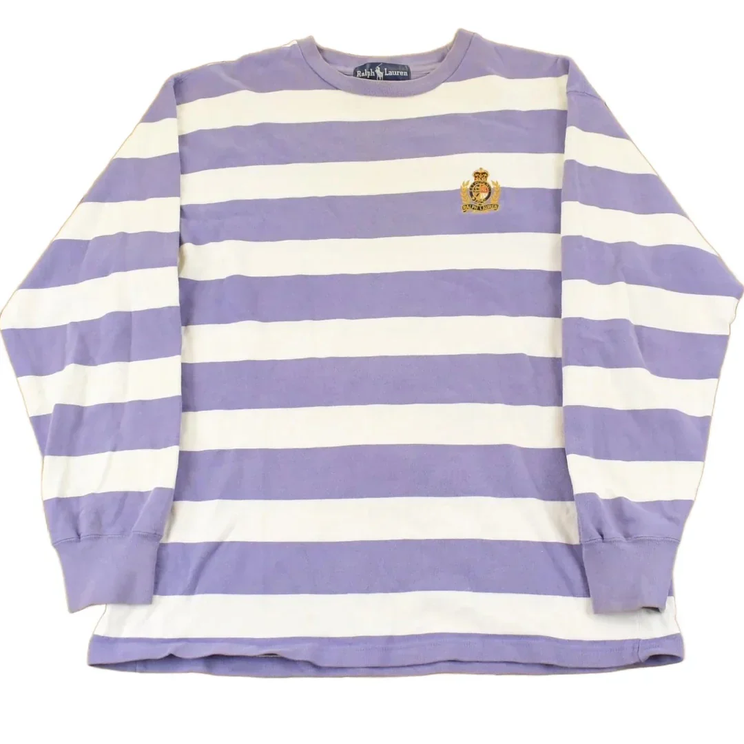 Vintage 1980's Polo Ralph Lauren Striped Crown Crest Crewneck Sweatshirt Men's Medium