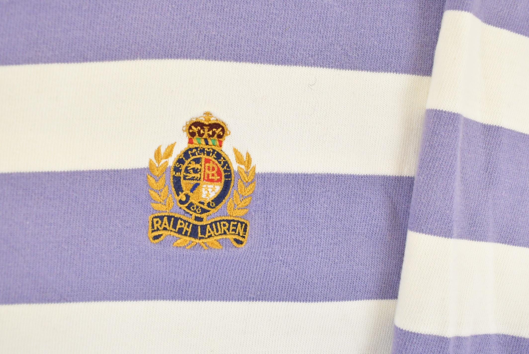 Vintage 1980's Polo Ralph Lauren Striped Crown Crest Crewneck Sweatshirt Men's Medium - Image 4