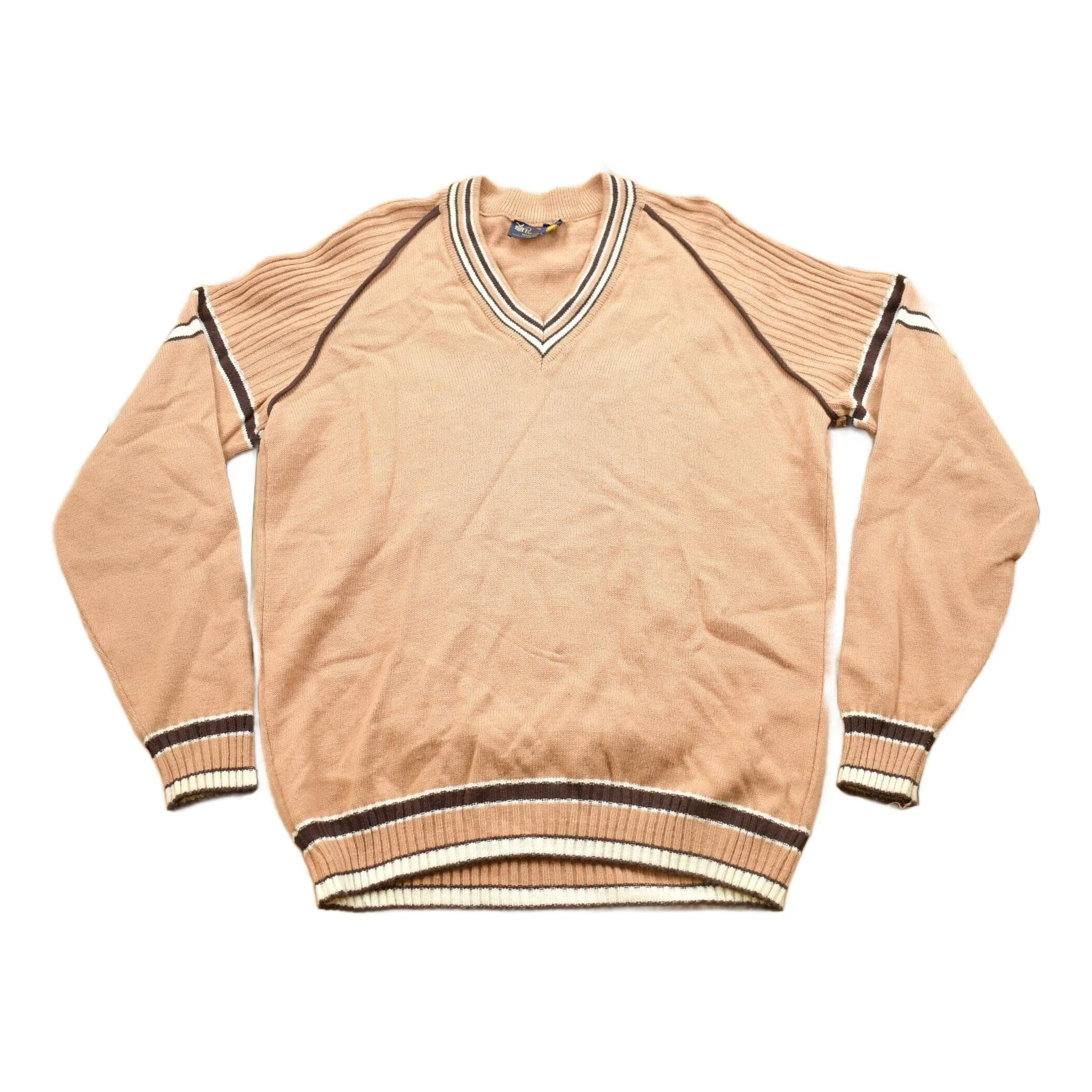 Vintage 1980s Prince Bellini Striped Knit V Neck Sweater Men's S
