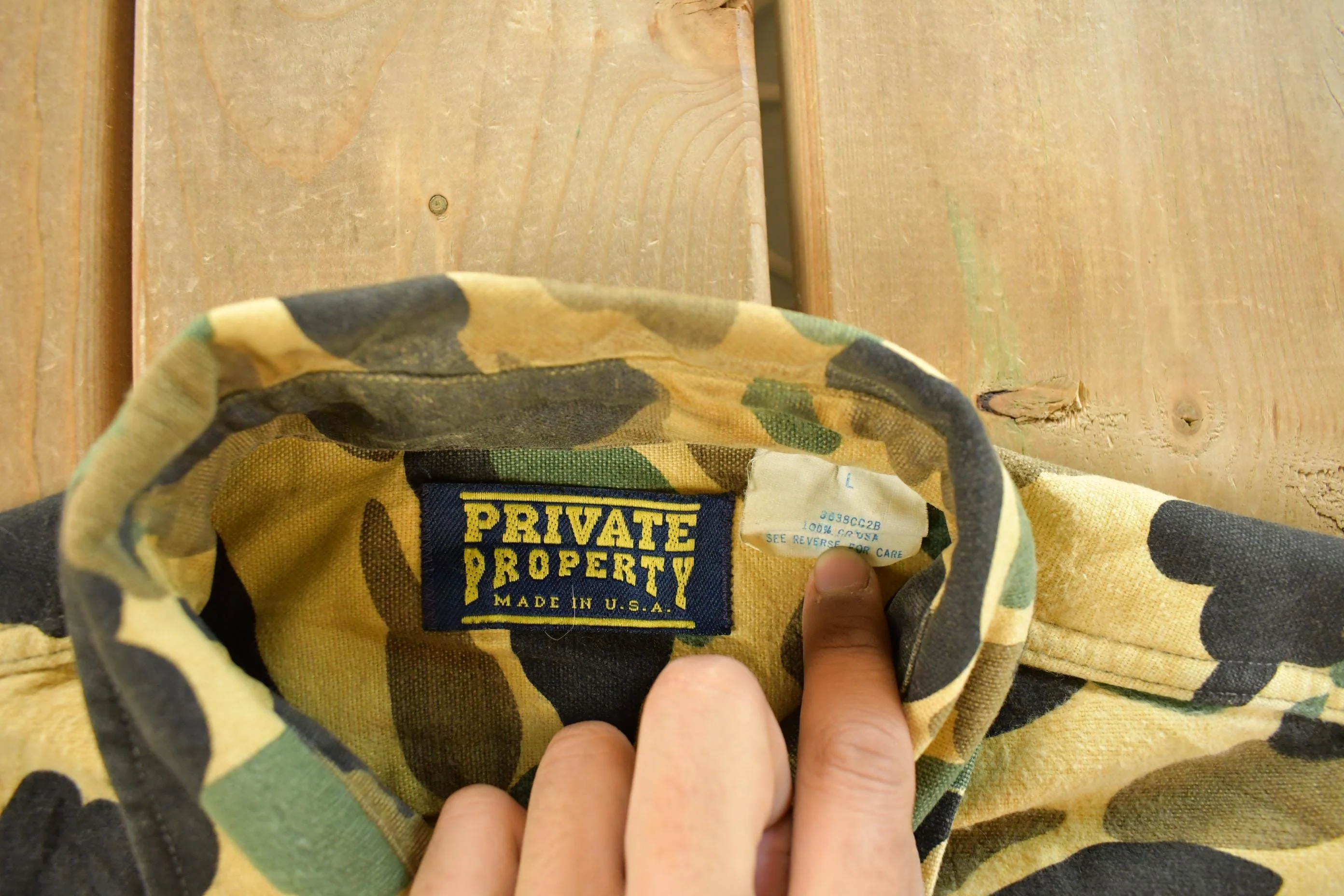 Vintage 1980s Private Property Duck Camo Cloth Button Up Shirt Men's Large - Image 6