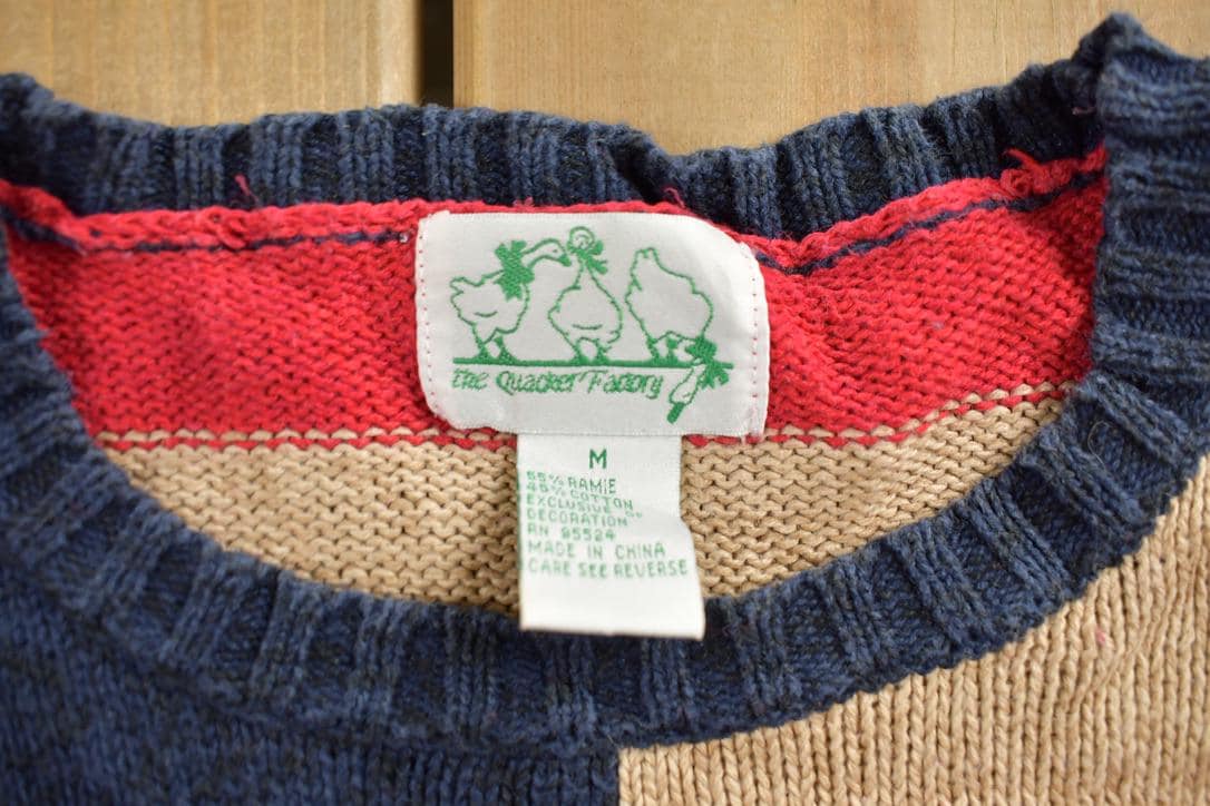Vintage 1980s Quacker Factory American Flag Graphic Knitted Sweater Men's Medium - Image 3