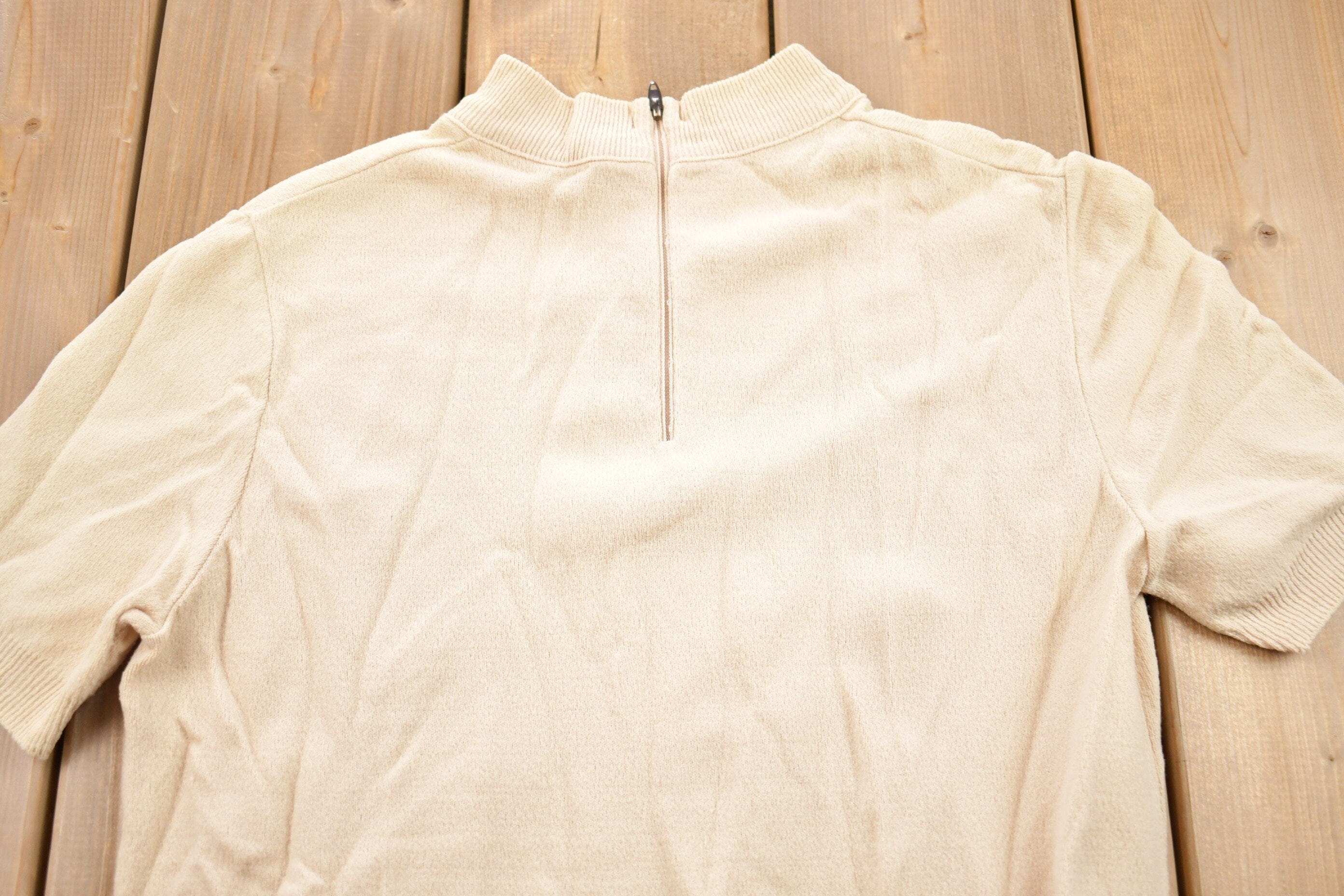 Vintage 1980s Quarter Zip Raglan T-Shirt Men's Small - Image 3