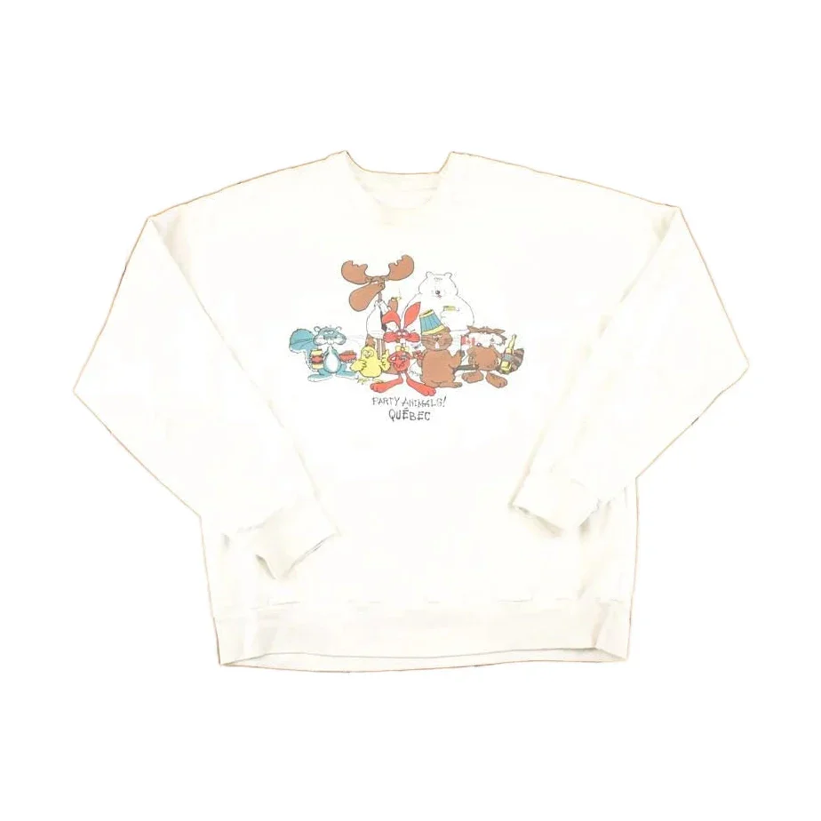 Vintage 1980s Quebec Party Animals Funny Souvenir Crewneck Sweatshirt Men's M