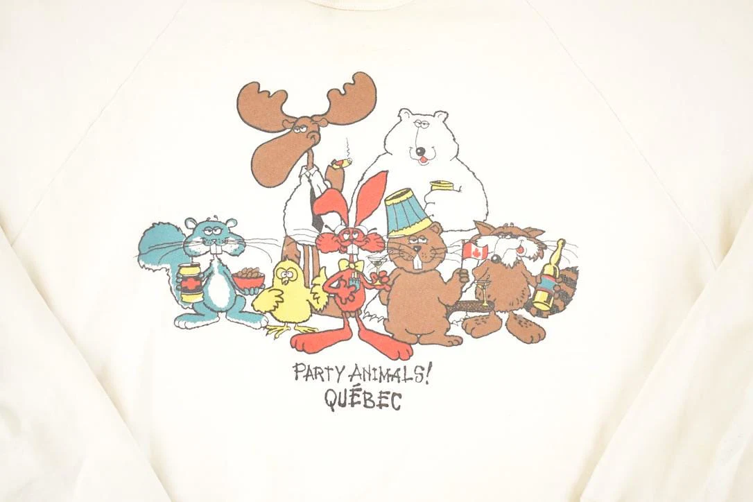 Vintage 1980s Quebec Party Animals Funny Souvenir Crewneck Sweatshirt Men's M - Image 3