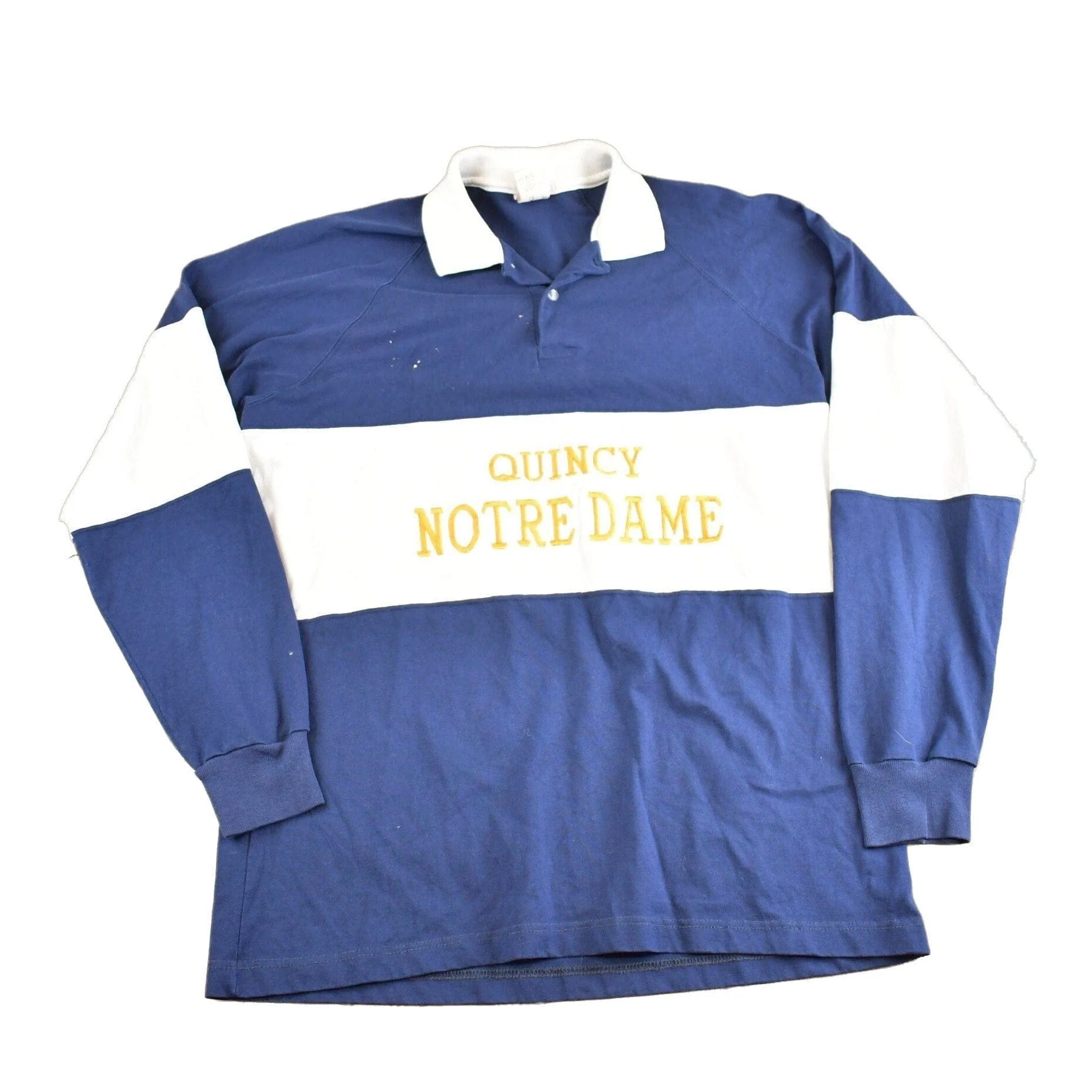 Vintage 1980s Quincy Notre Dame Raiders Collegiate Rugby Shirt Men's S