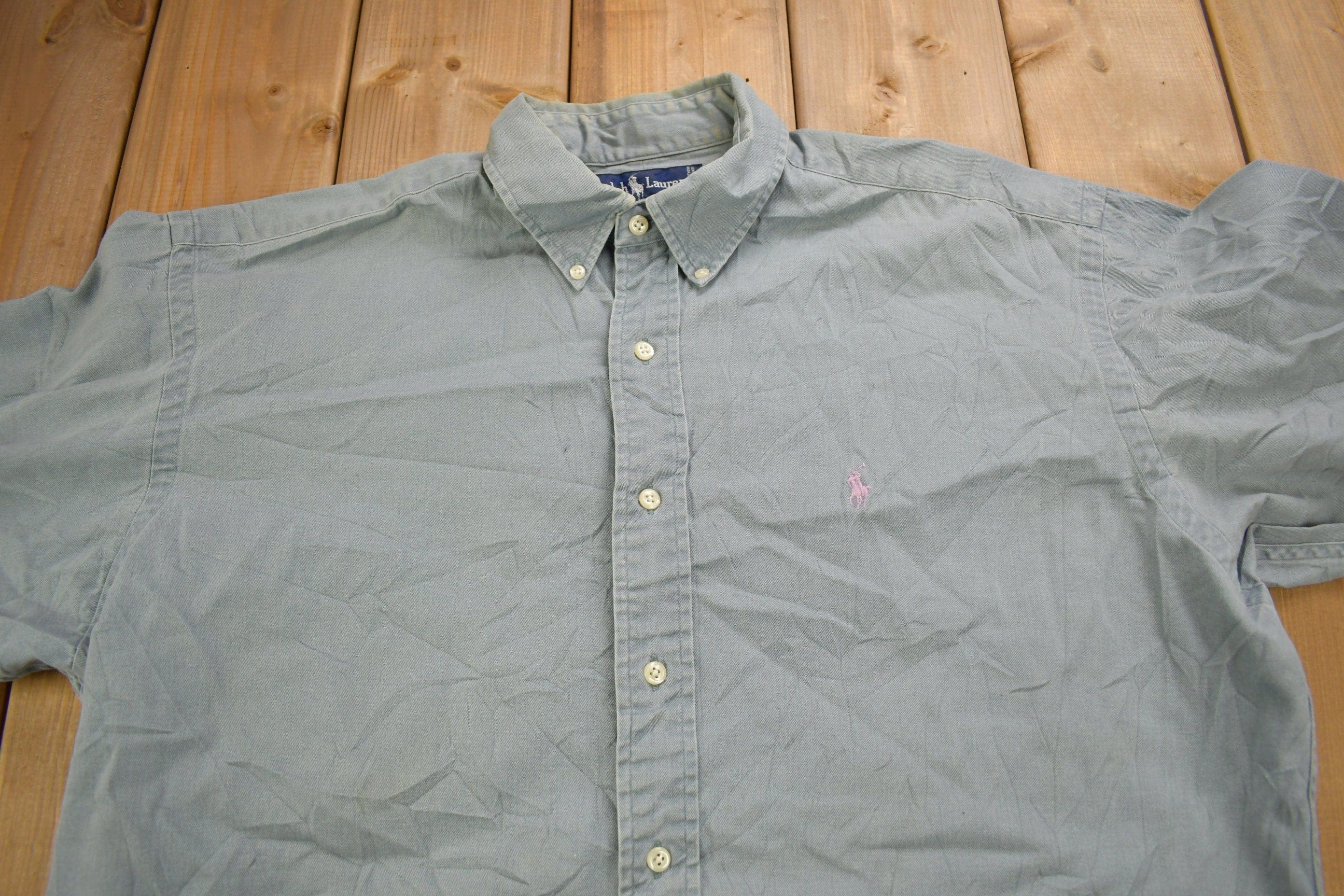 Vintage 1980s Ralph Lauren Button Up Shirt Men's XL - Image 4