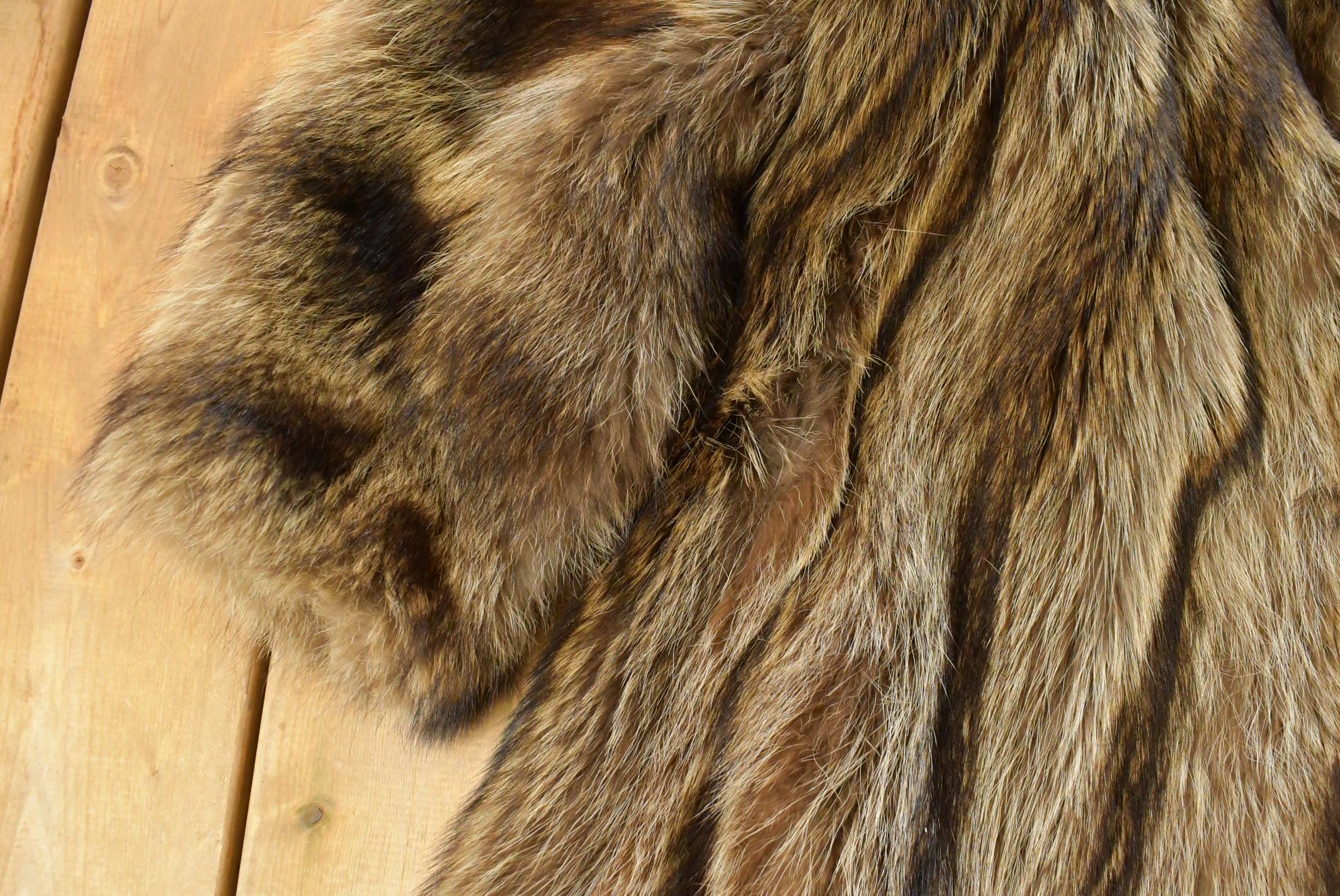 Vintage 1980s Ricky & Ingo Full Length Brown Raccoon Fur Coat Adult M Men's Medium - Image 3