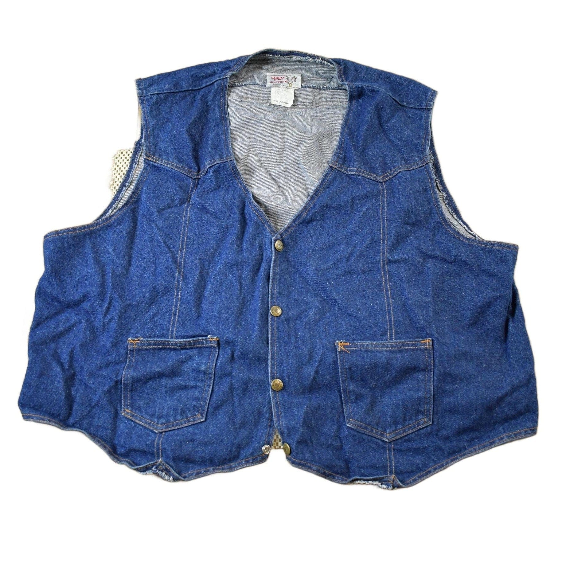 Vintage 1980s Saddle King Western Denim Vest Men's 2XL