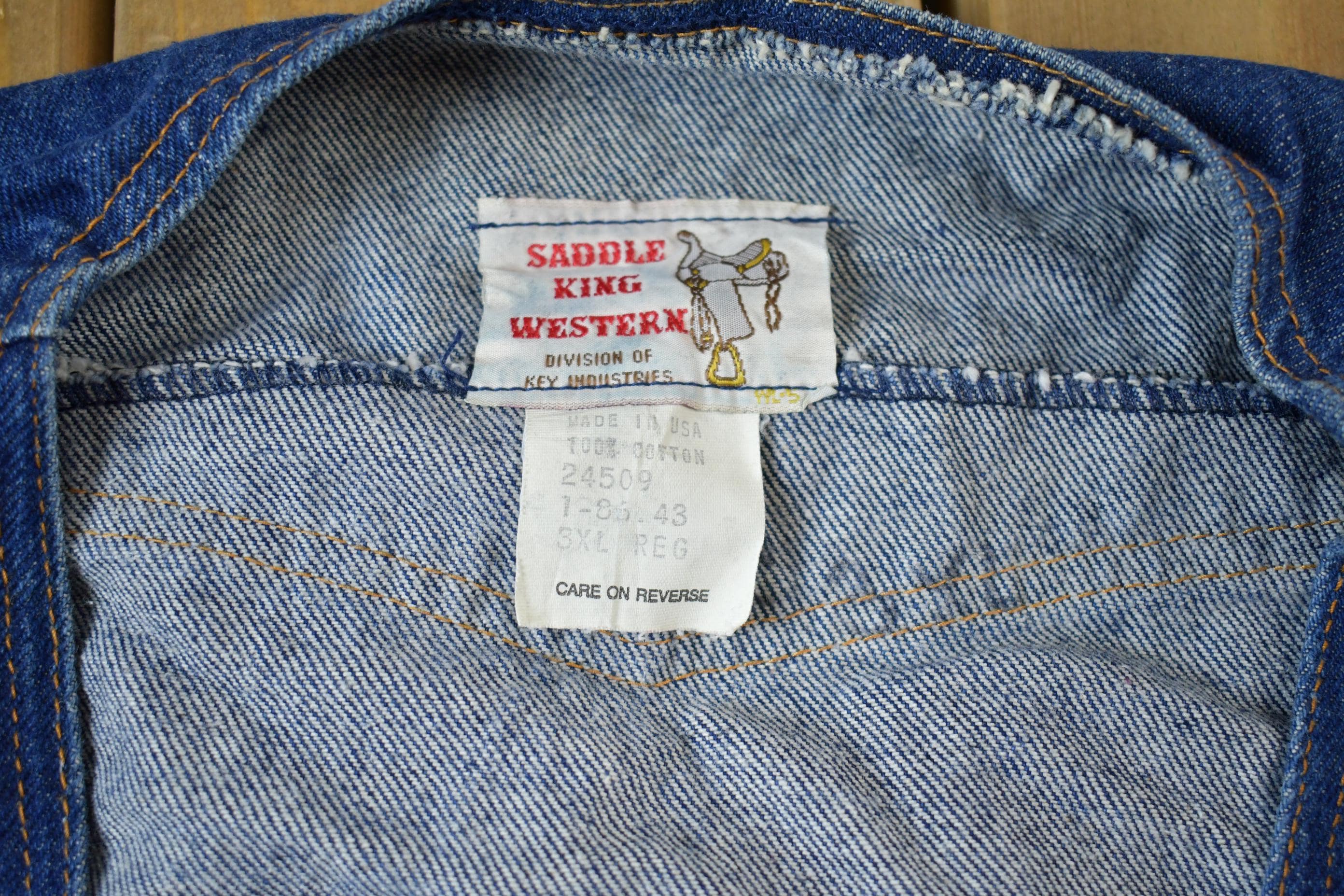 Vintage 1980s Saddle King Western Denim Vest Men's 2XL - Image 5