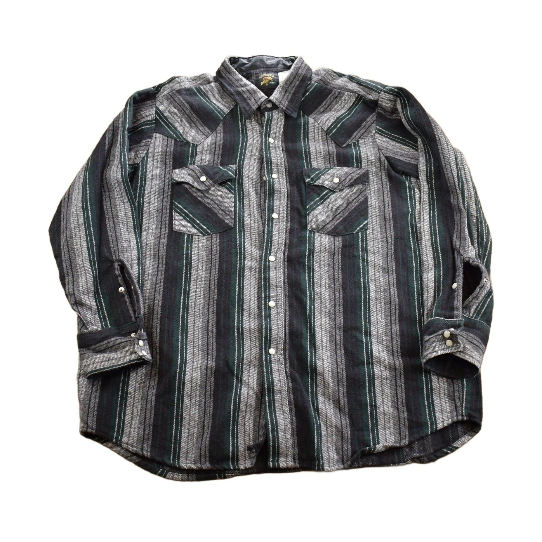 Vintage 1980s Saddle King Western Plaid Button Up Shirt Made In USA Men's Large