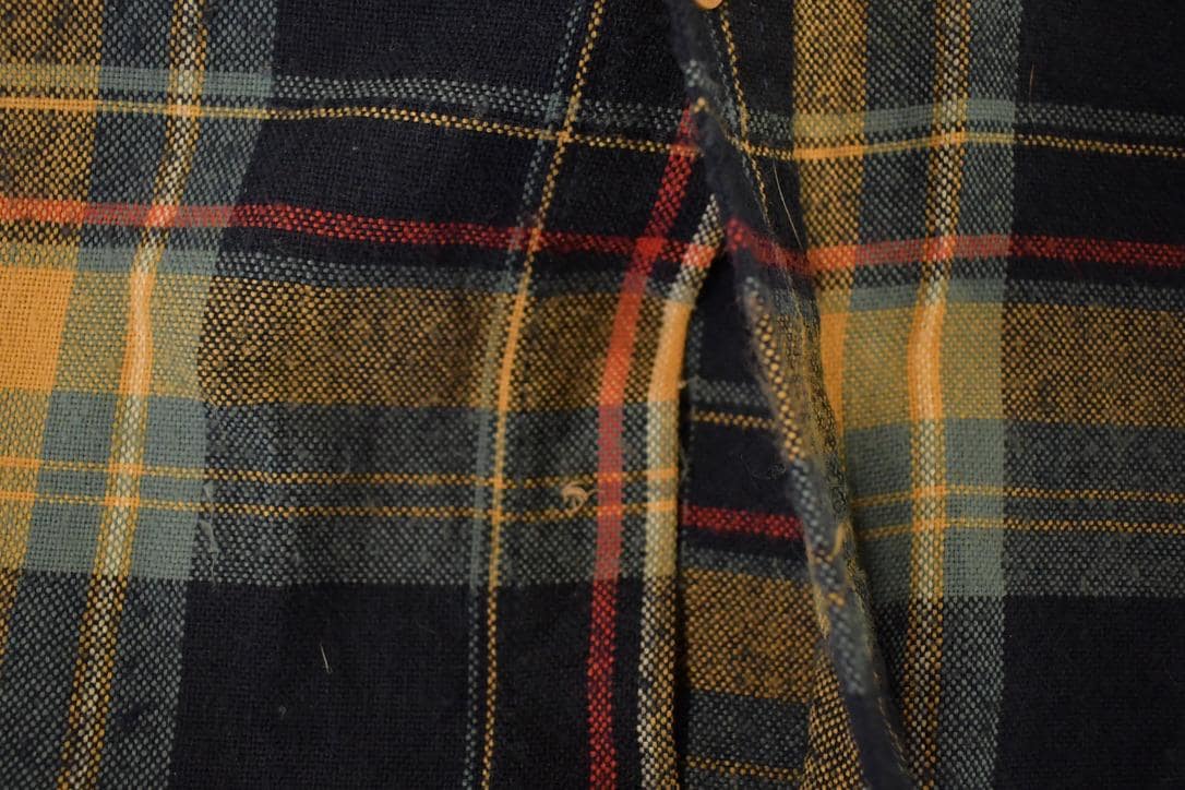 Vintage 1980s Sears Plaid Lined Button Up Shirt Men's L - Image 4