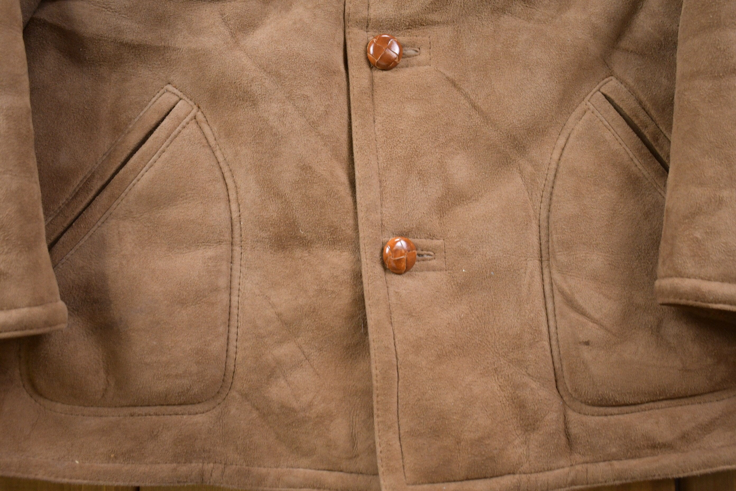 Vintage 1980s Shearling Leather Jacket Men's Large - Image 4