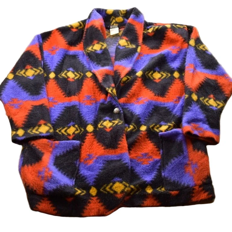 Vintage 1980s Southwestern Styel Loom Wear Acrylic Cardigan Sweater Men's Large