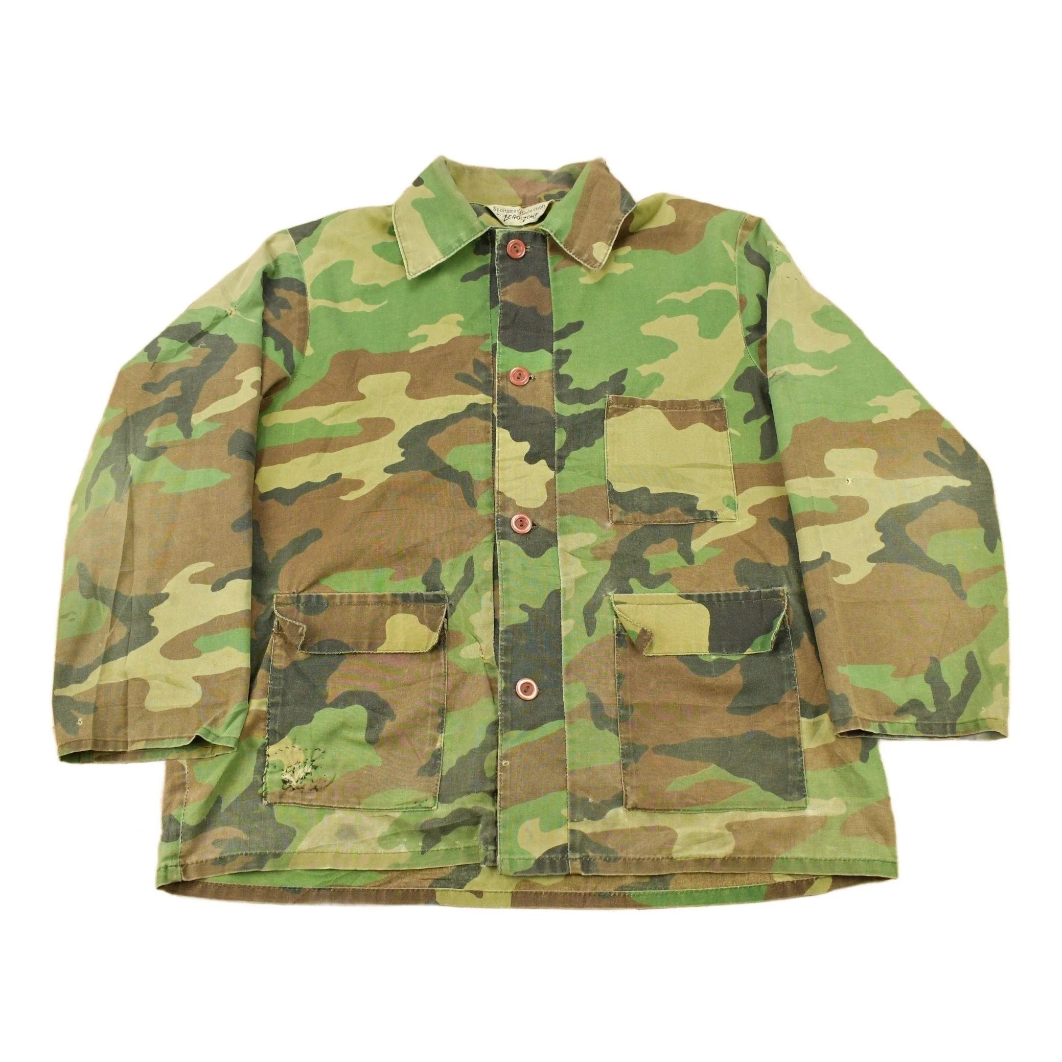 Vintage 1980s Sportsman Selection By Zero Zone Camouflage Button Up Shirt Men's Large