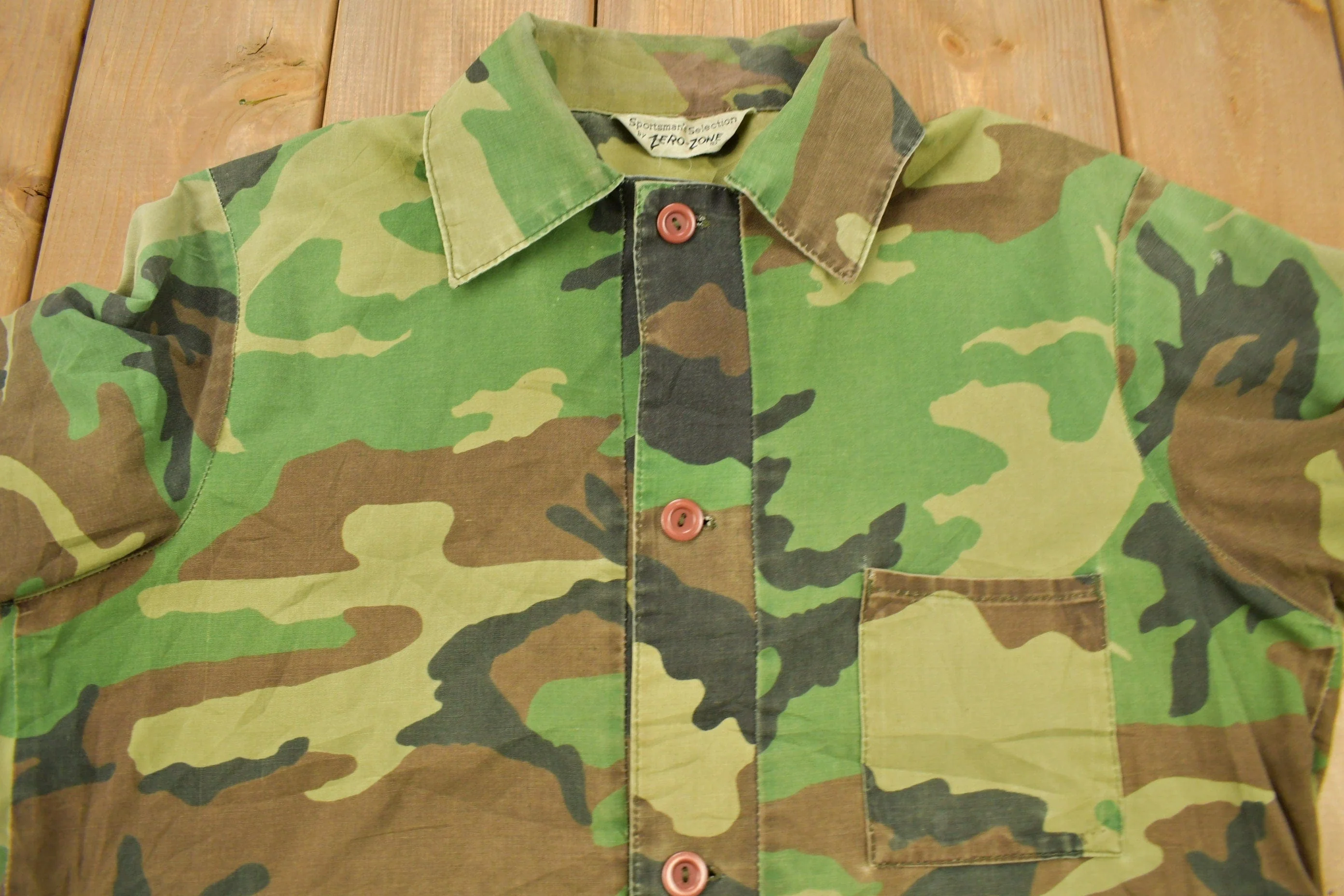 Vintage 1980s Sportsman Selection By Zero Zone Camouflage Button Up Shirt Men's Large - Image 4