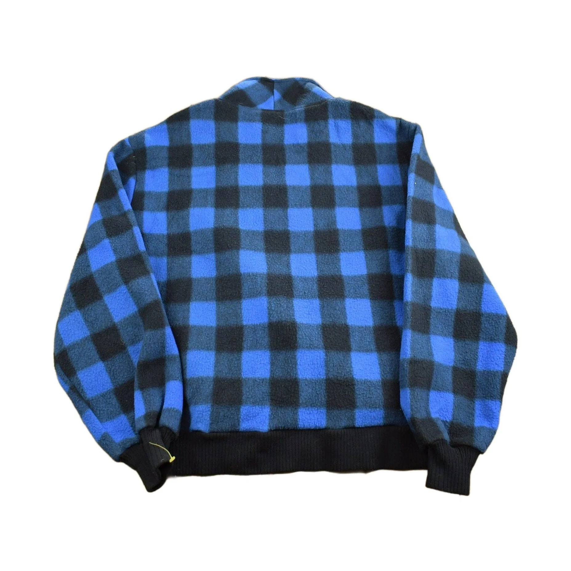 Vintage 1980s St. Johns Bay Blue Buffalo Plaid Fleece Sweater Made In Canada - Image 2