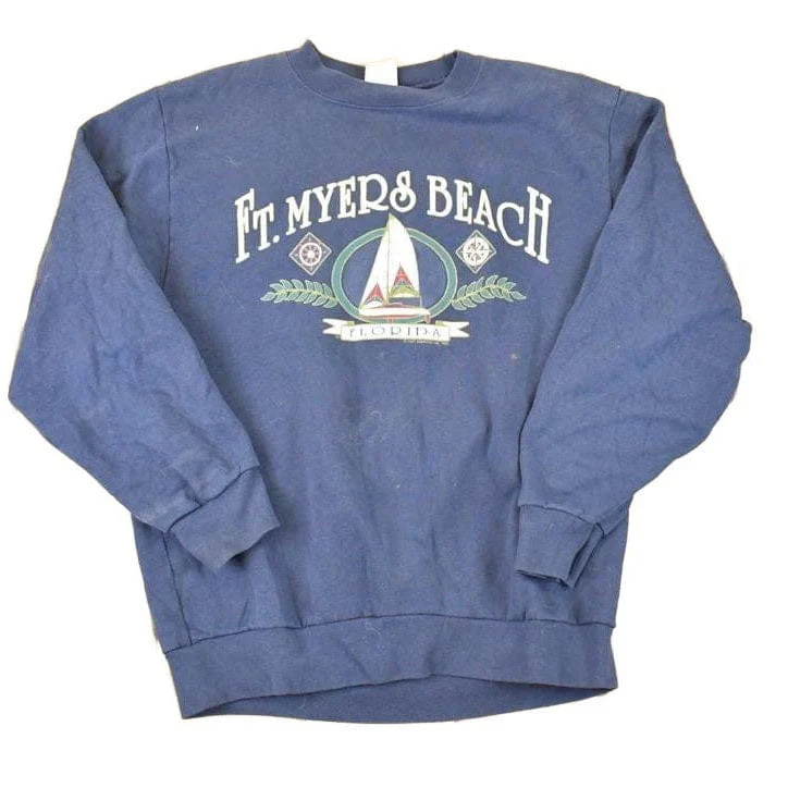 Vintage 1980s St Myers Beach Florida Graphic Print Crewneck Sweatshirt Men's L