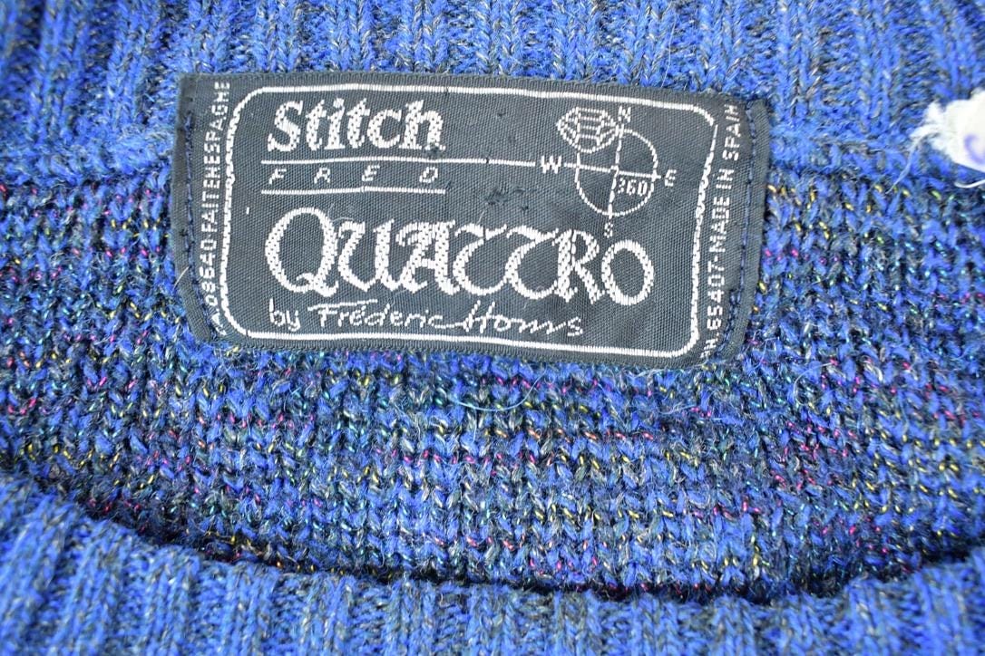 Vintage 1980s Stitch Fred Knit Abstract Pattern Crewneck Sweater By Frederic Homs Mens XL - Image 5