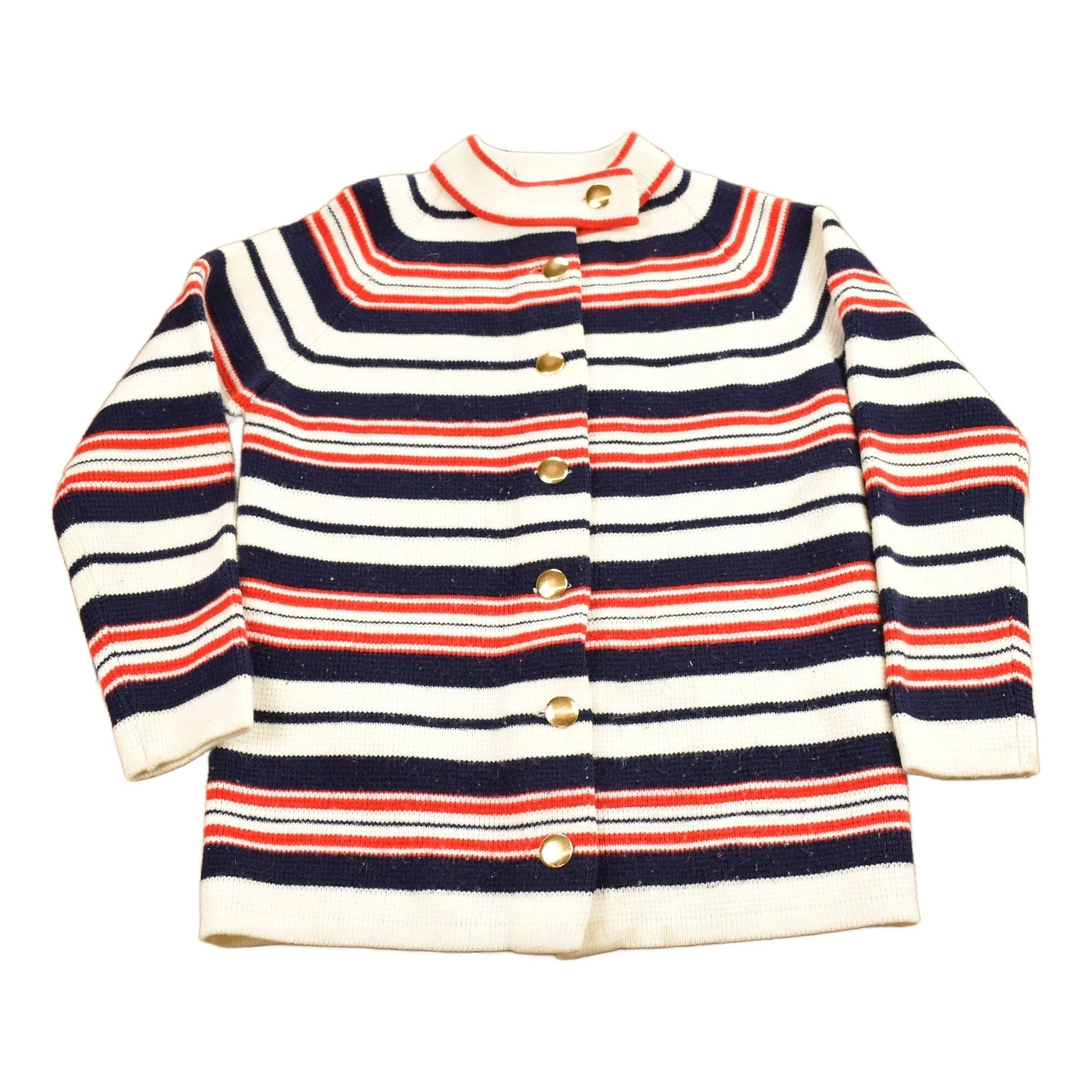 Vintage 1980s Striped Knitted Cardigan Sweater Women's M