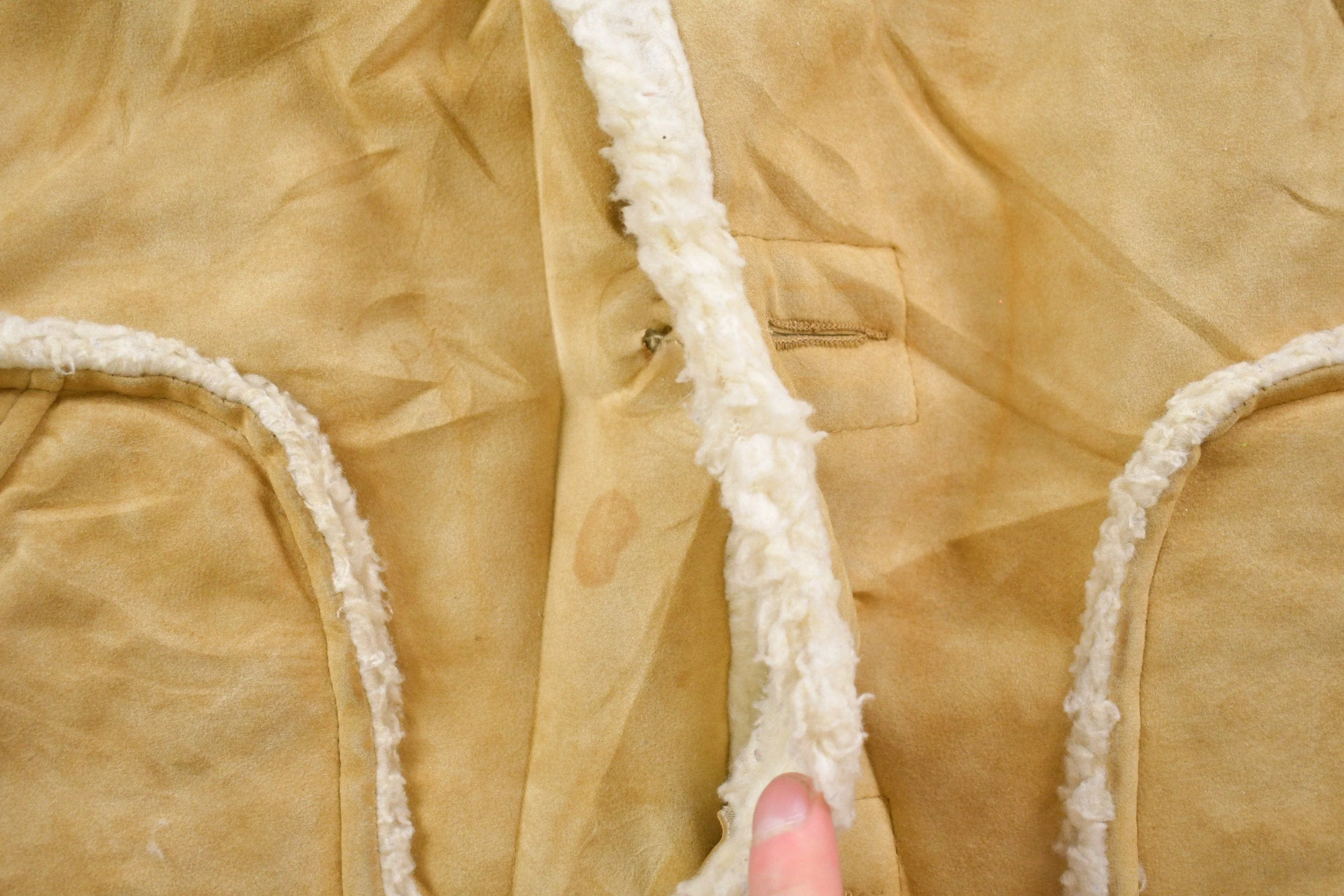 Vintage 1980s Suede Leather Shearling Jacket - Image 3