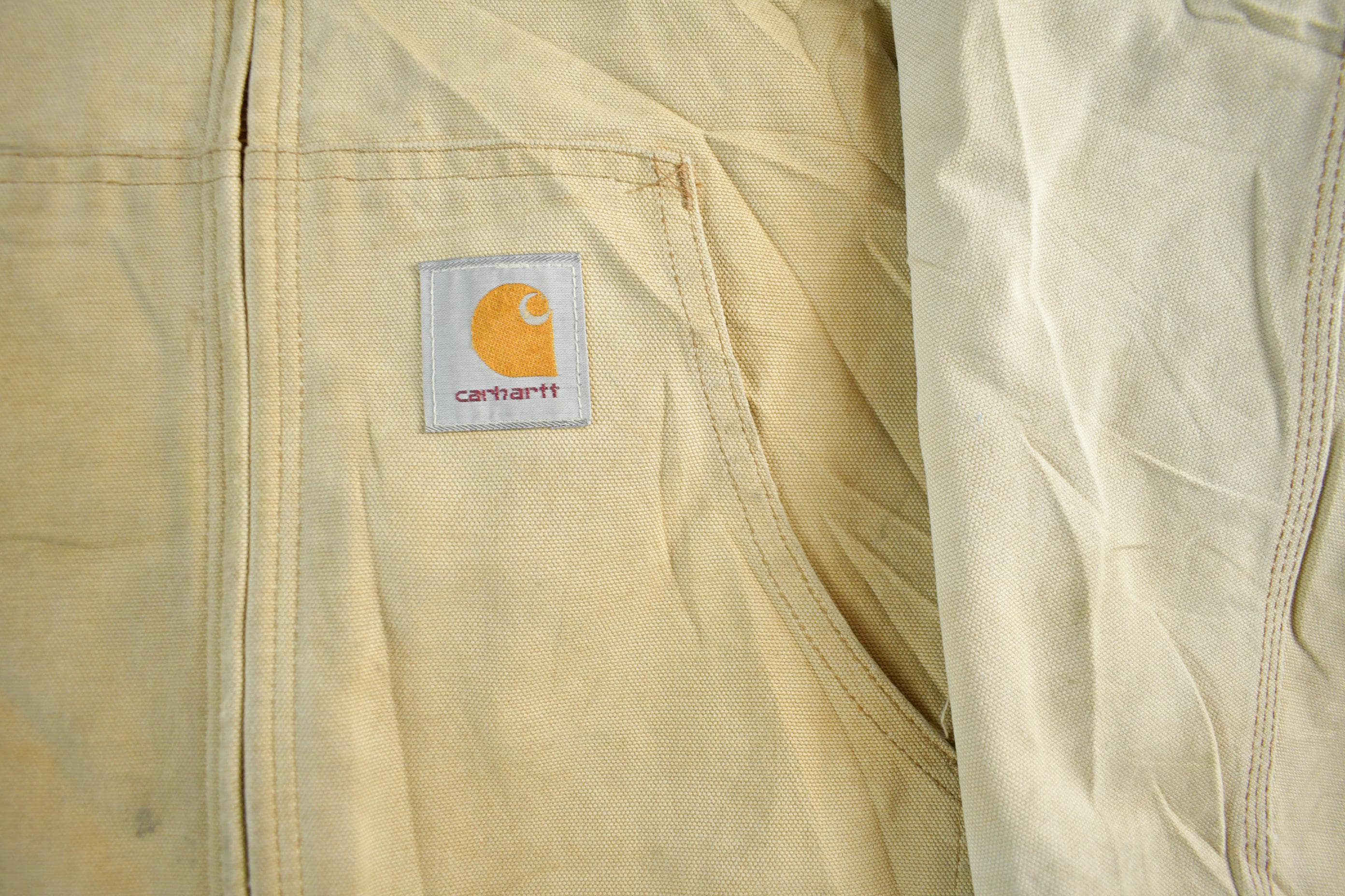 Vintage 1980s Sun Faded Carhartt Canvas Hooded Jacket Men's XL - Image 3