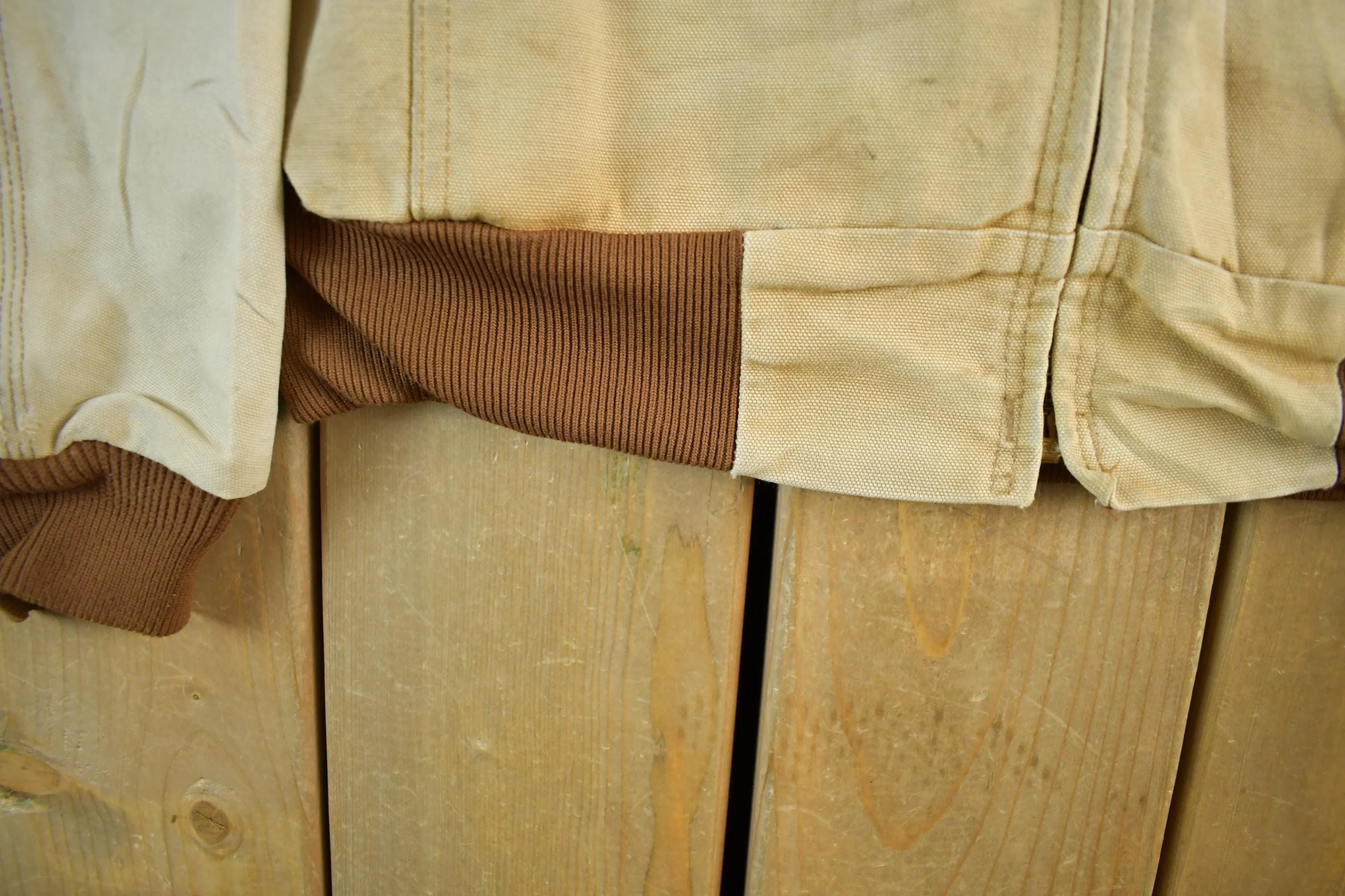 Vintage 1980s Sun Faded Carhartt Canvas Hooded Jacket Men's XL - Image 4