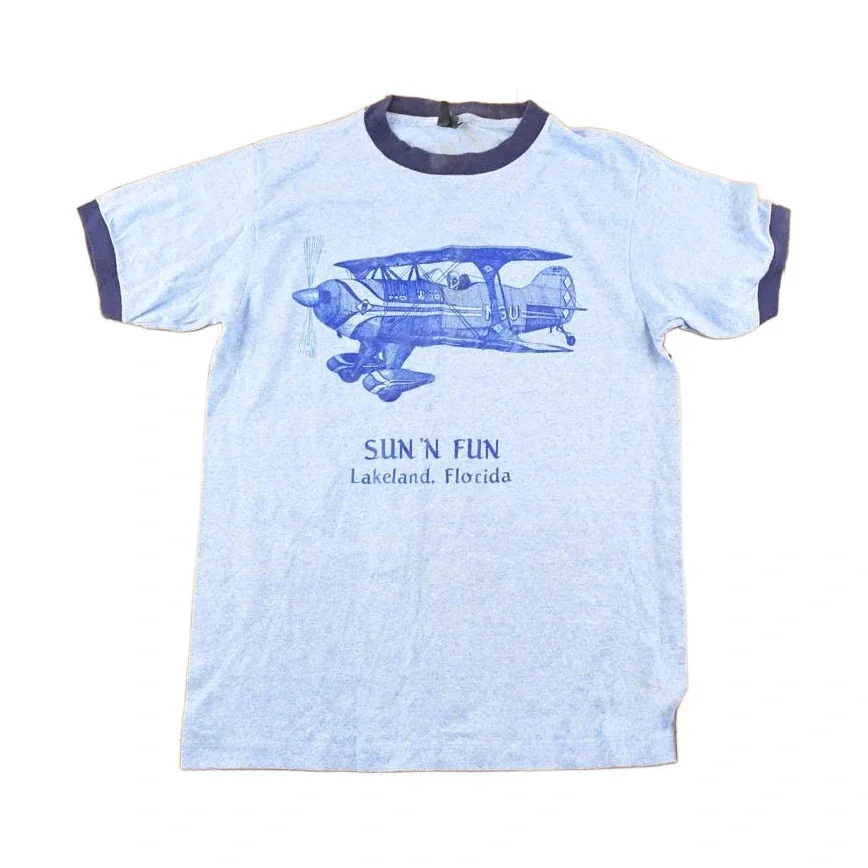 Vintage 1980's Sun N Fun Lakeland Florida Airplane Souvenir T-Shirt Men's M