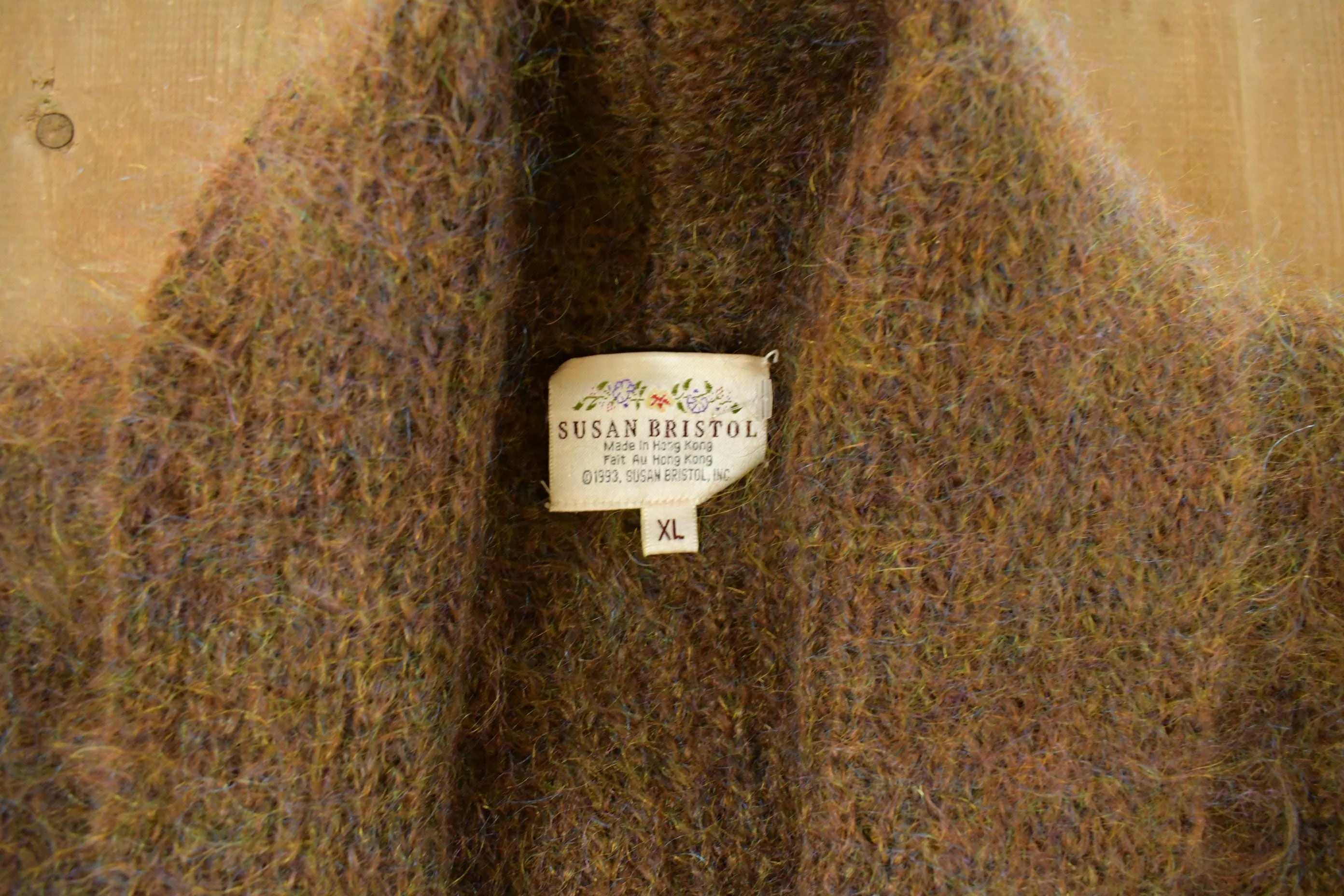 Vintage 1980s Susan Bristol Knit Cardigan Mohair Wool Sweater Women's XL - Image 4