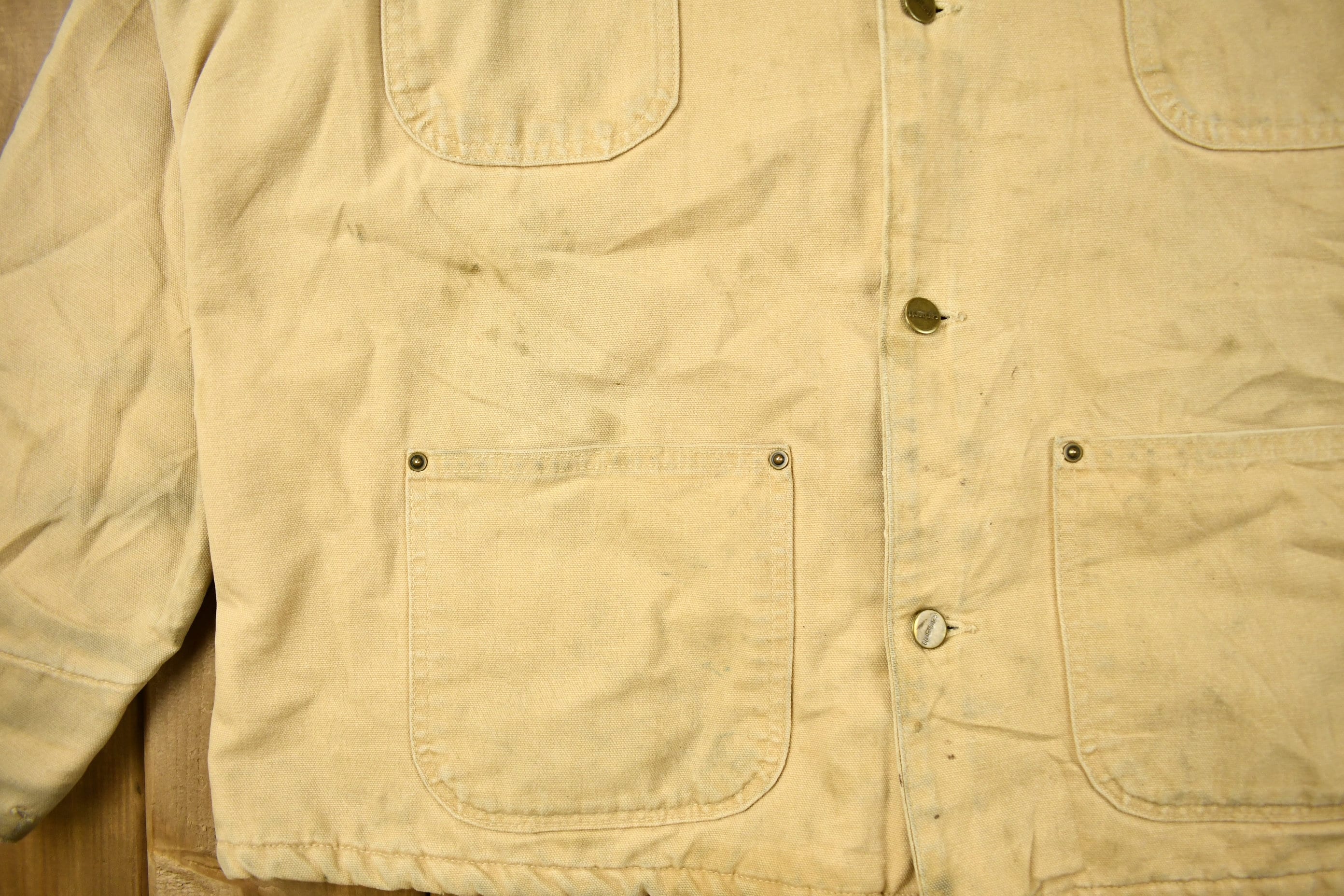 Vintage 1980s Tan Carhartt Chore Coat Men's Large - Image 5