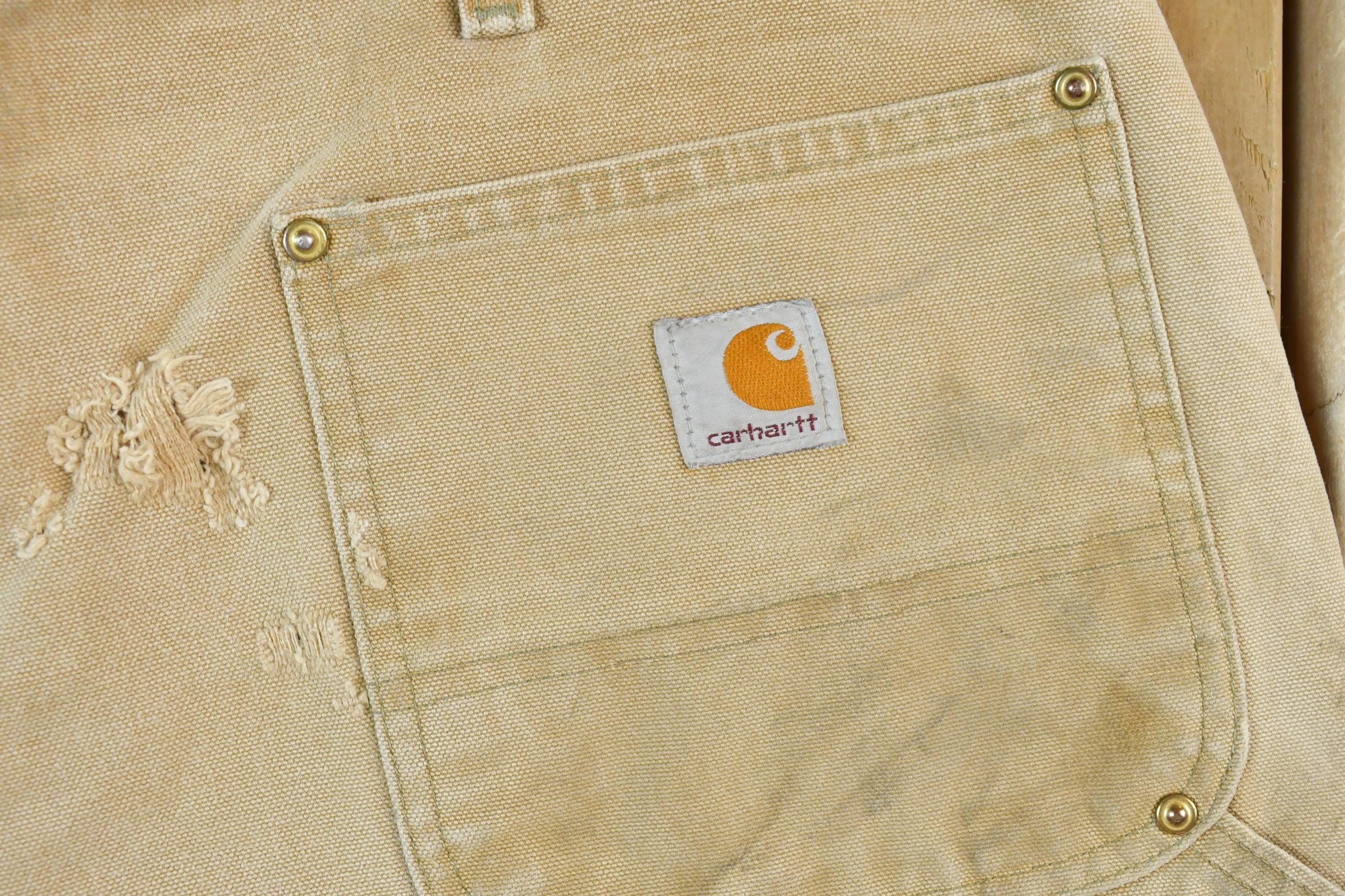 Vintage 1980s Tan Carhartt Double Knee Work Pants Men's 40 x 26 - Image 6