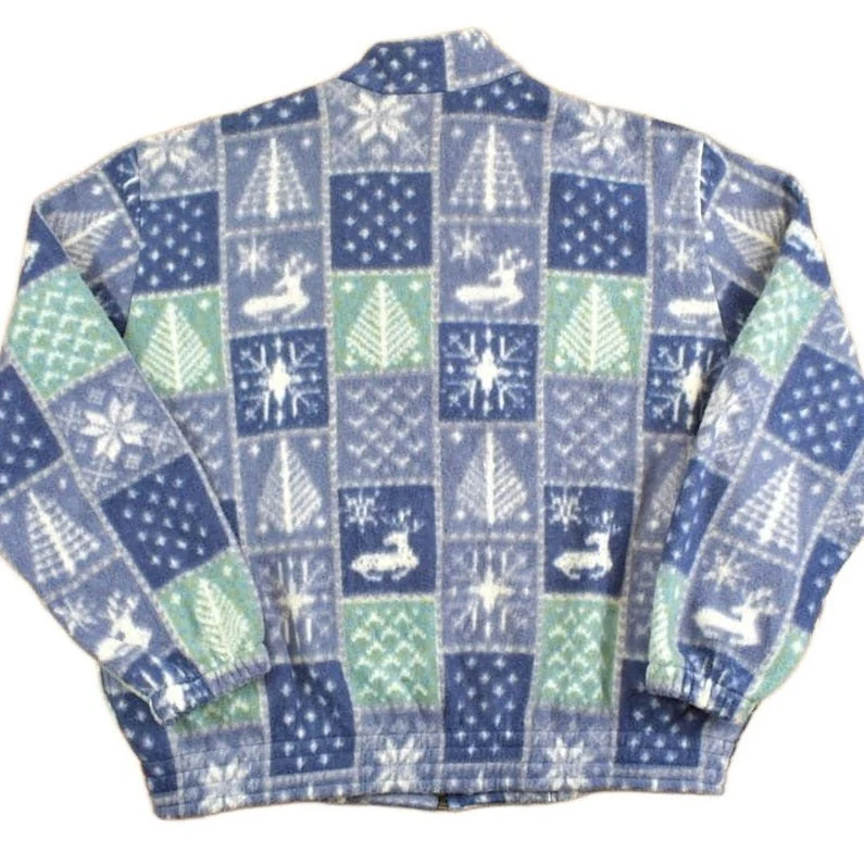 Vintage 1980s Teddi All Over Print Full Zip Fleece Sweater Men's Large - Image 2