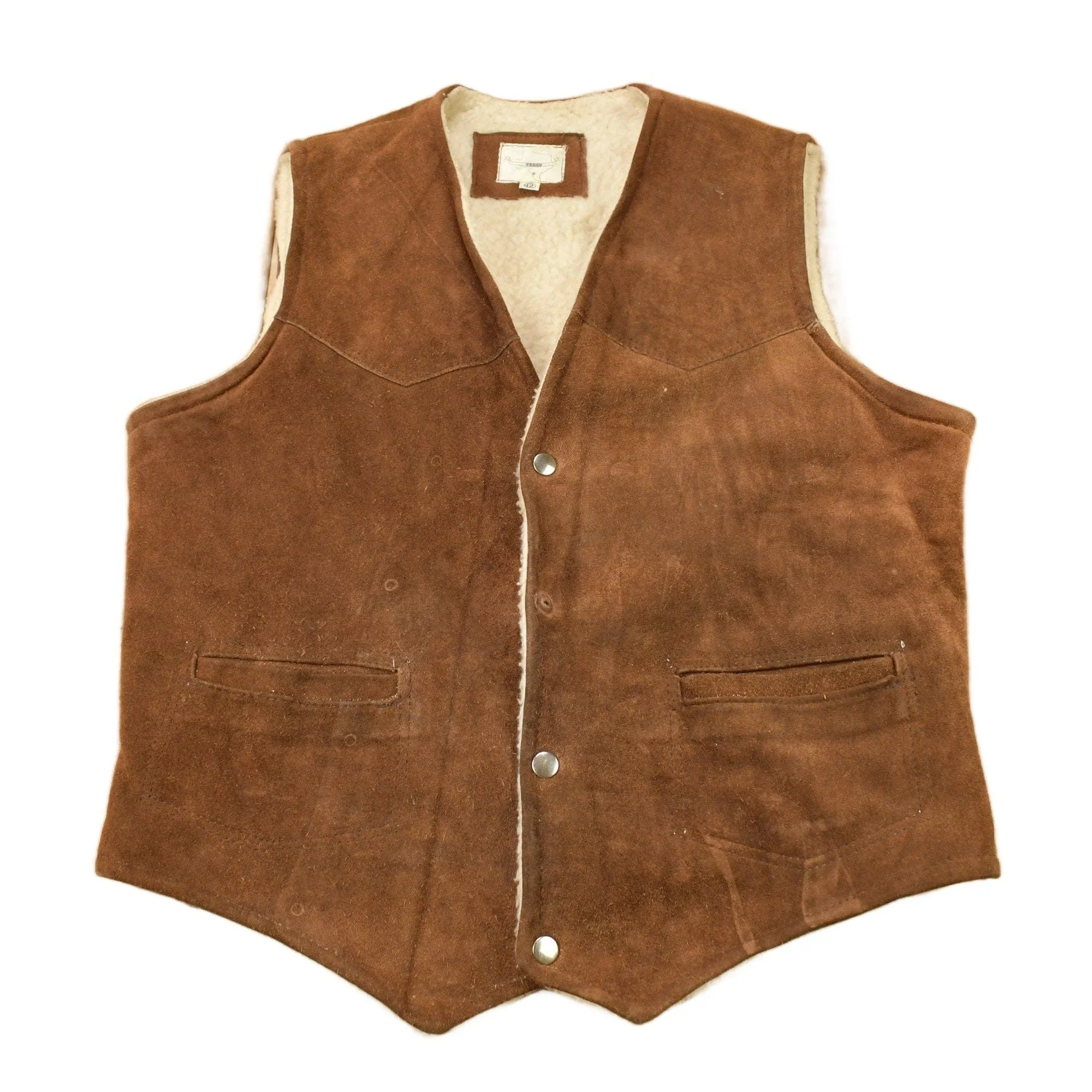 Vintage 1980s Texco Sherpa Lined Denim Button Up Vest Men's Large