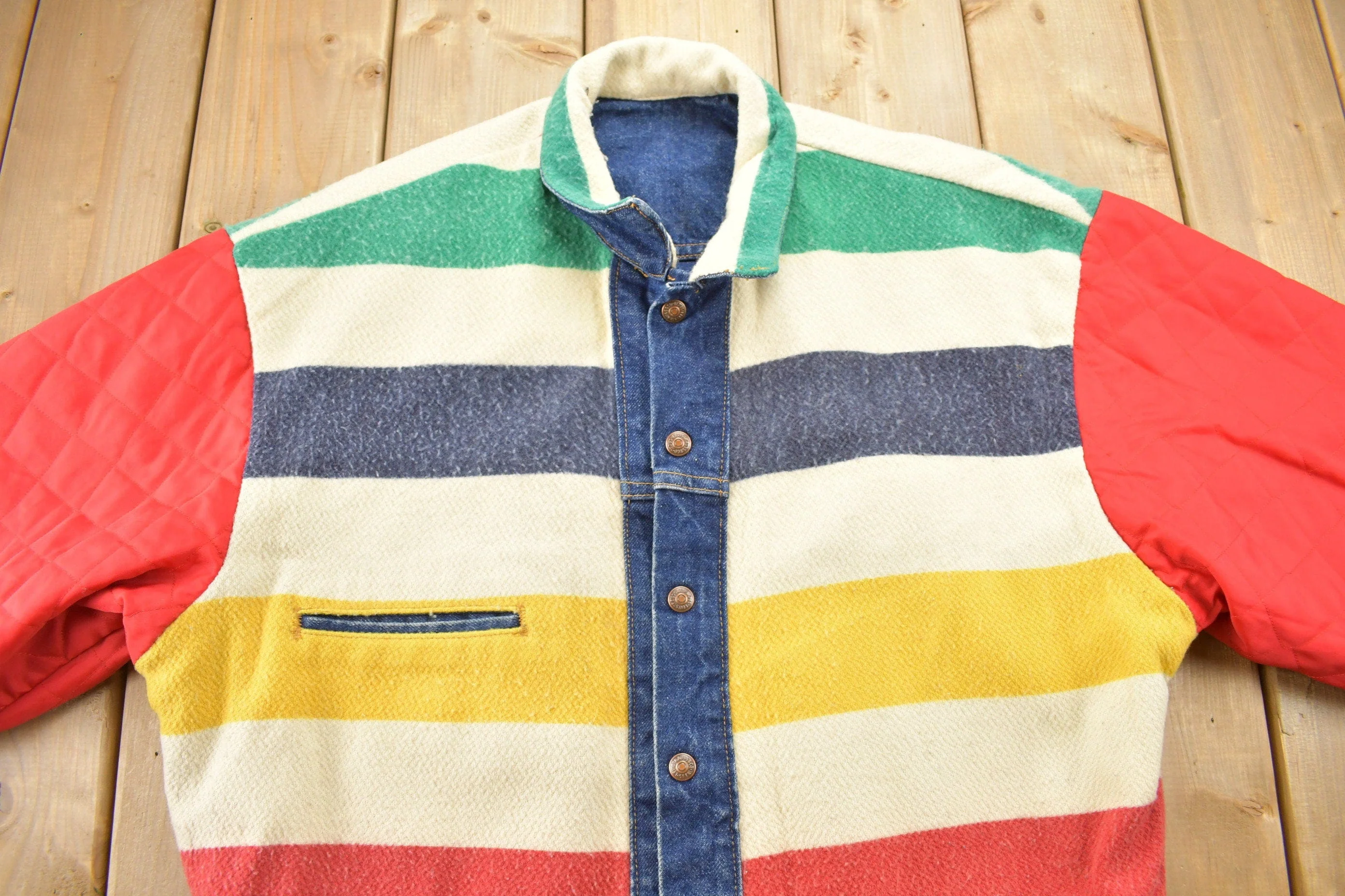 Vintage 1980s The Hudsons Bay Levi's Reversible Jean Jacket Men's Large - Image 5