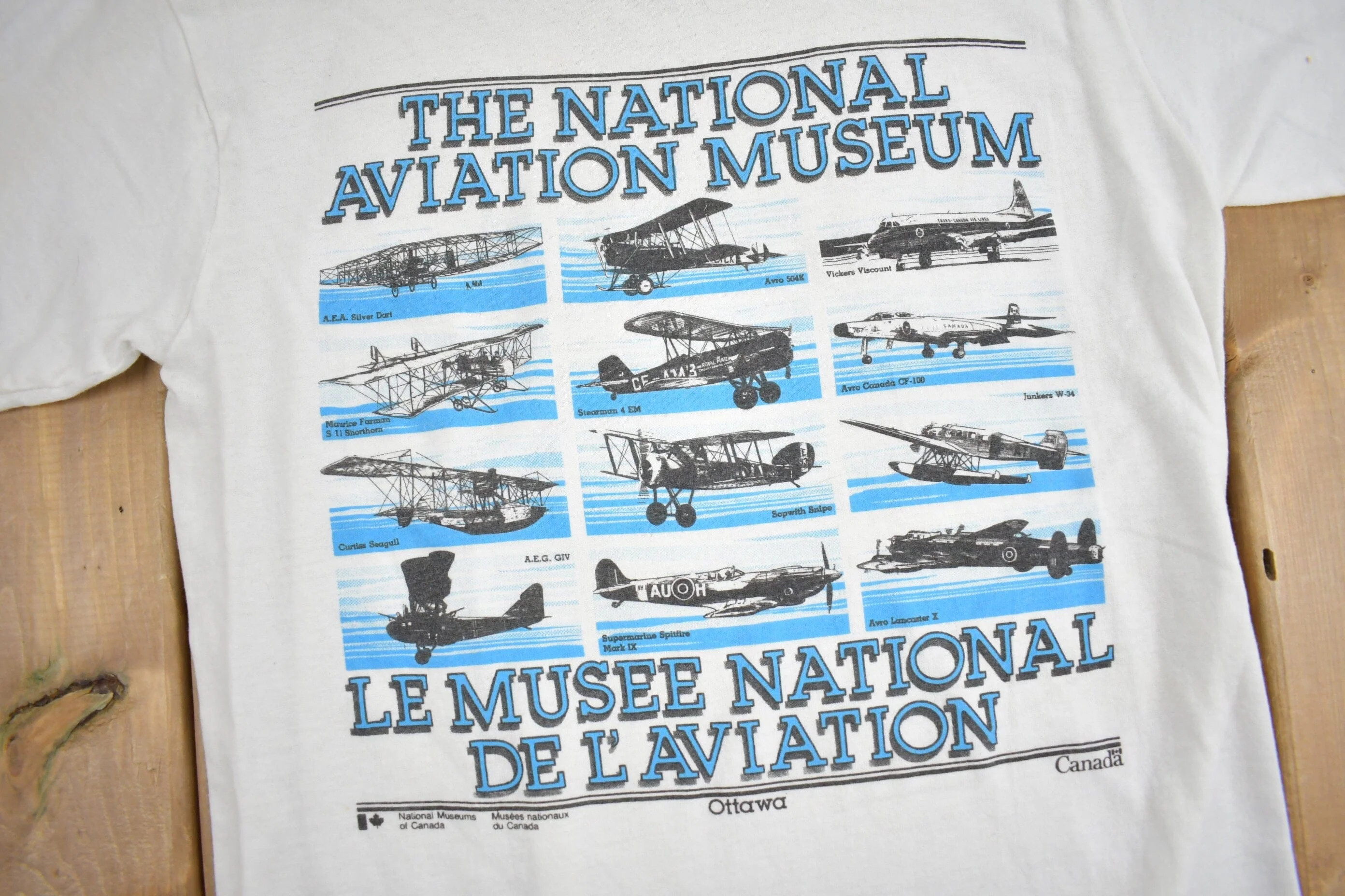 Vintage 1980s The National Aviation Museum Of Canada Graphic T Shirt Men's Small - Image 3