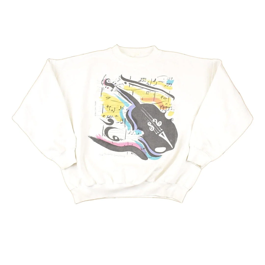 Vintage 1980s The Toronto Symphony Graphic Print Violin Crewneck Sweatshirt Women's XL