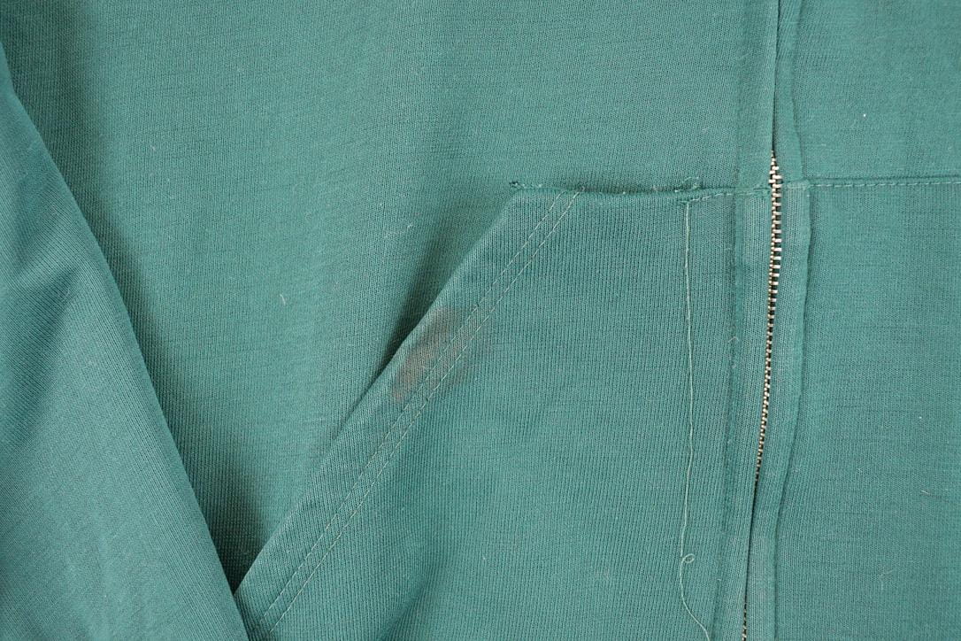 Vintage 1980s Thermal Zip Up Hoodie Sweatshirt Men's L - Image 4