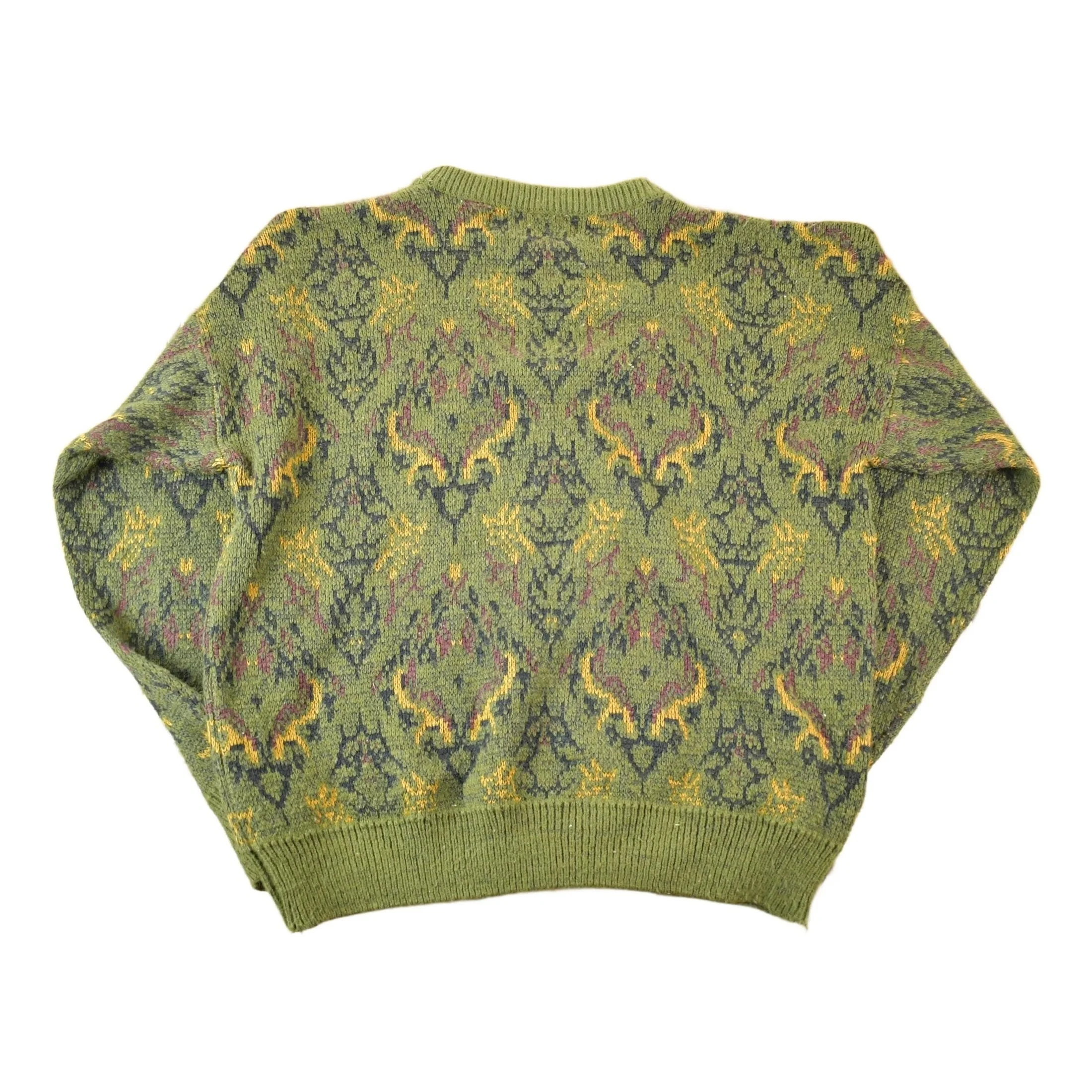 Vintage 1980s Tip Top Wool Knit Abstract Pattern Crewneck Sweater Mens L - Image 2