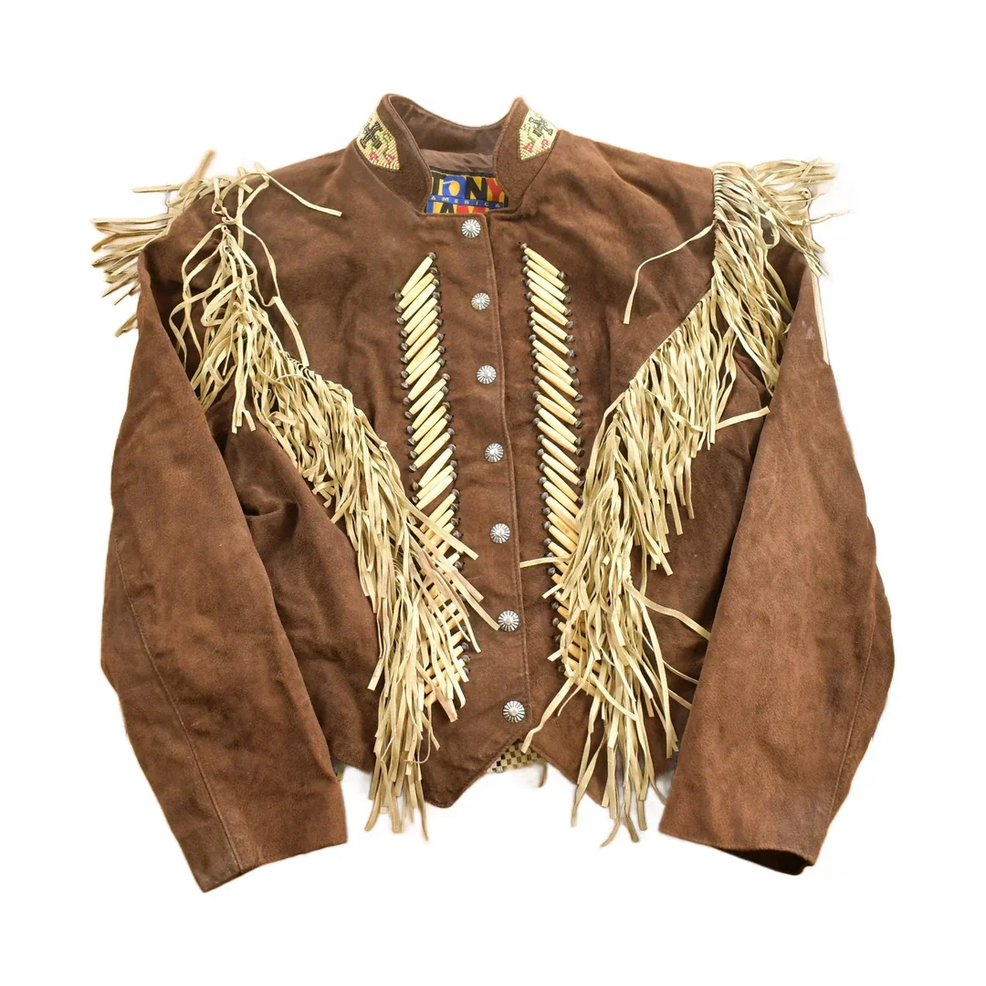 Vintage 1980s Tony Lama Americana Suede Fringe Jacket