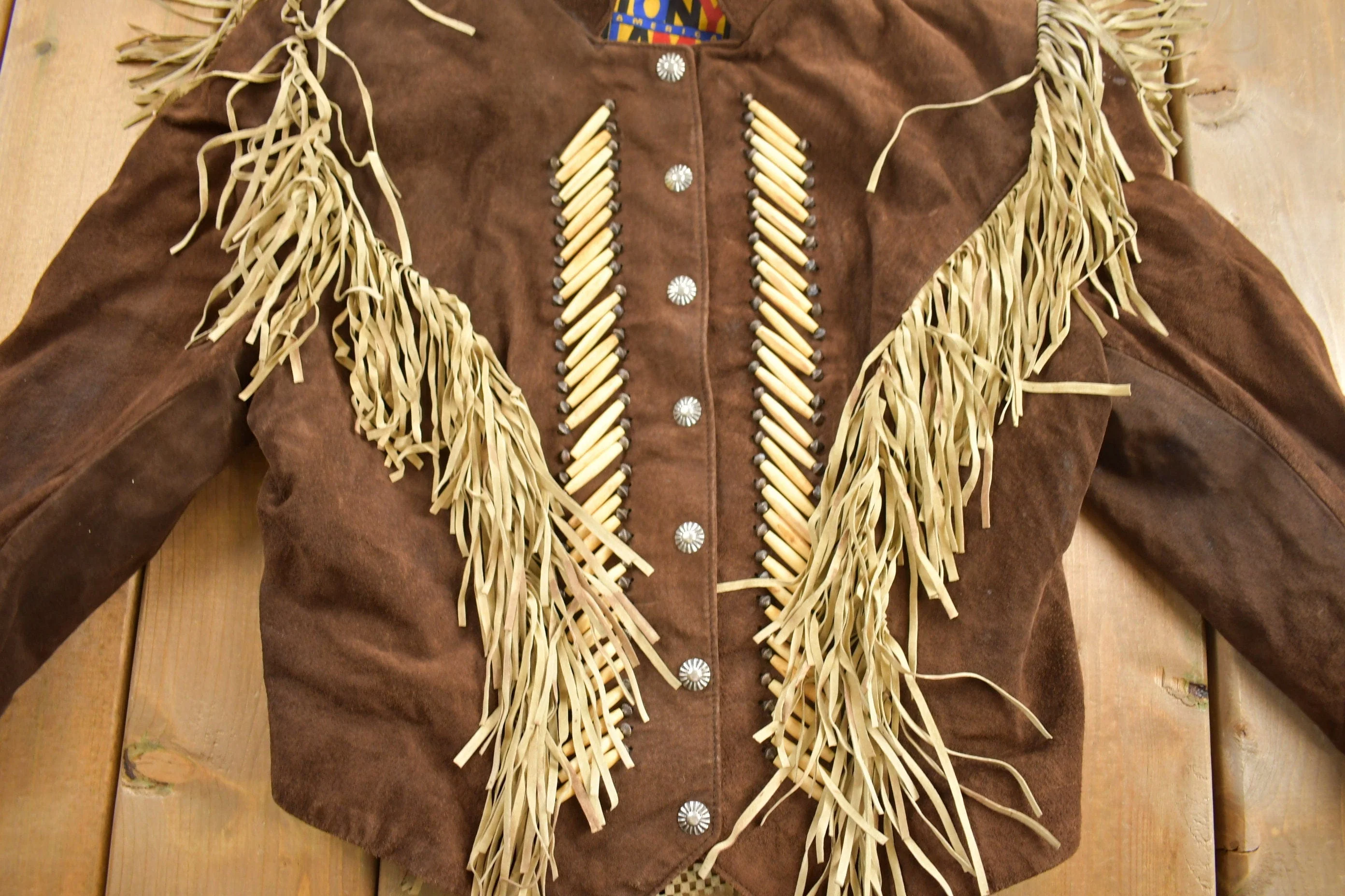 Vintage 1980s Tony Lama Americana Suede Fringe Jacket - Image 3