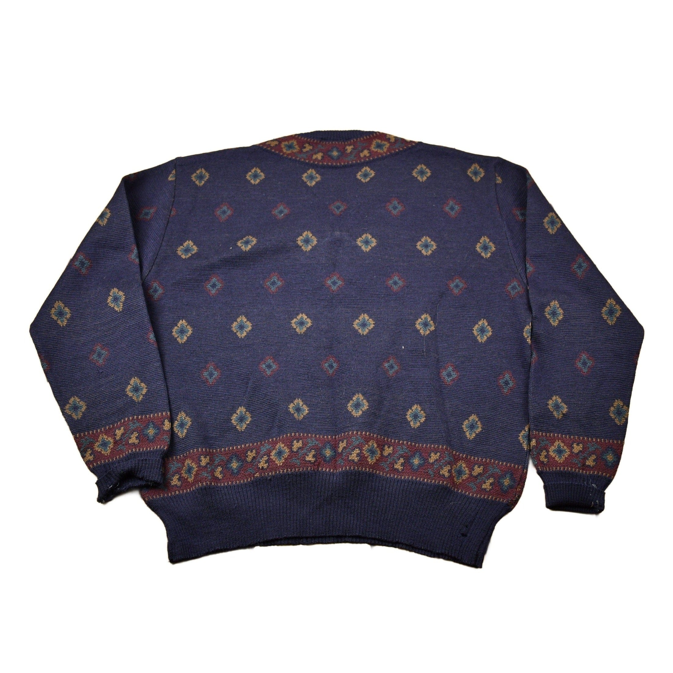 Vintage 1980s Tricots St. Raphael Pure New Wool Knitted V Neck Sweater Men's Medium - Image 2