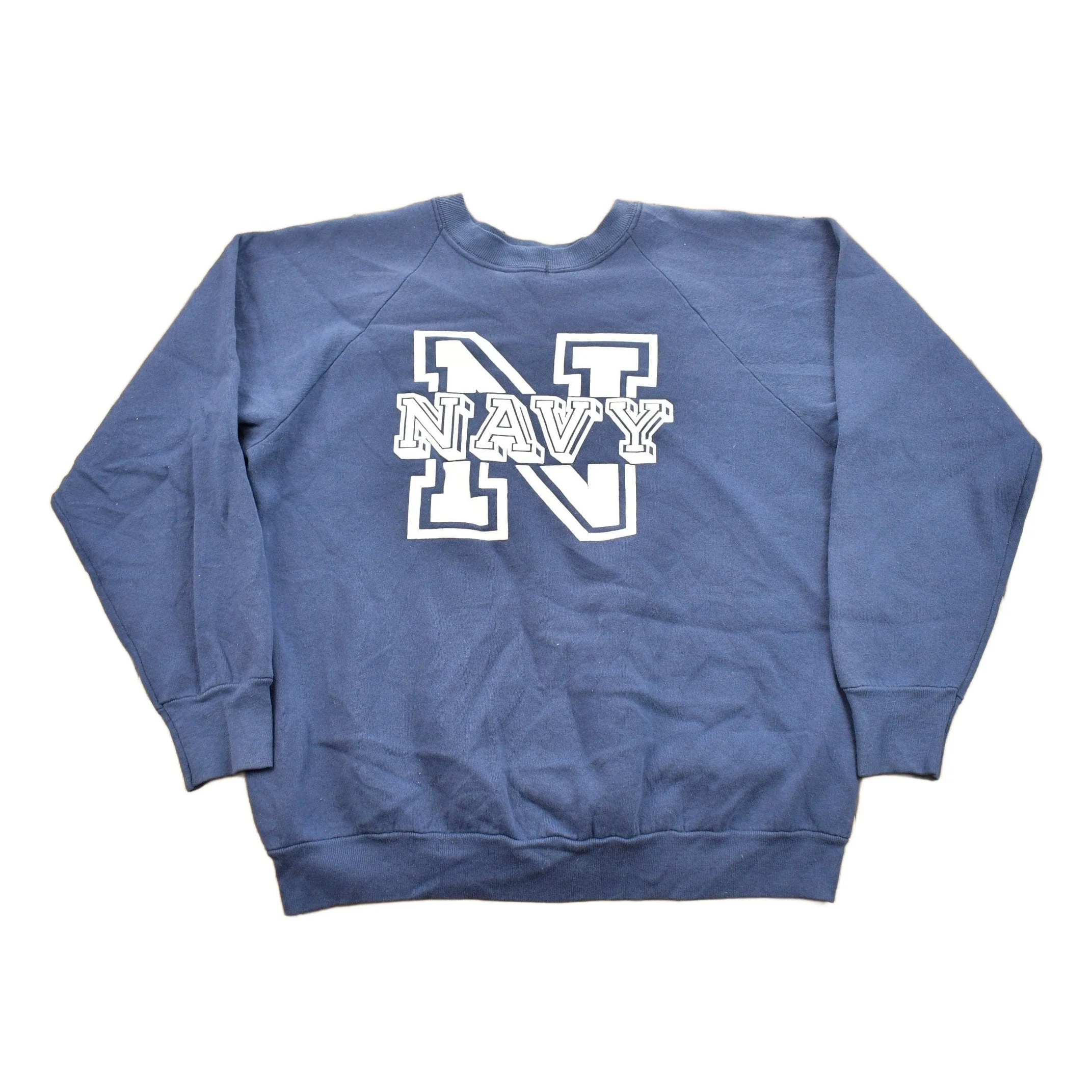 Vintage 1980s United States Navy Graphic Raglan Crewneck