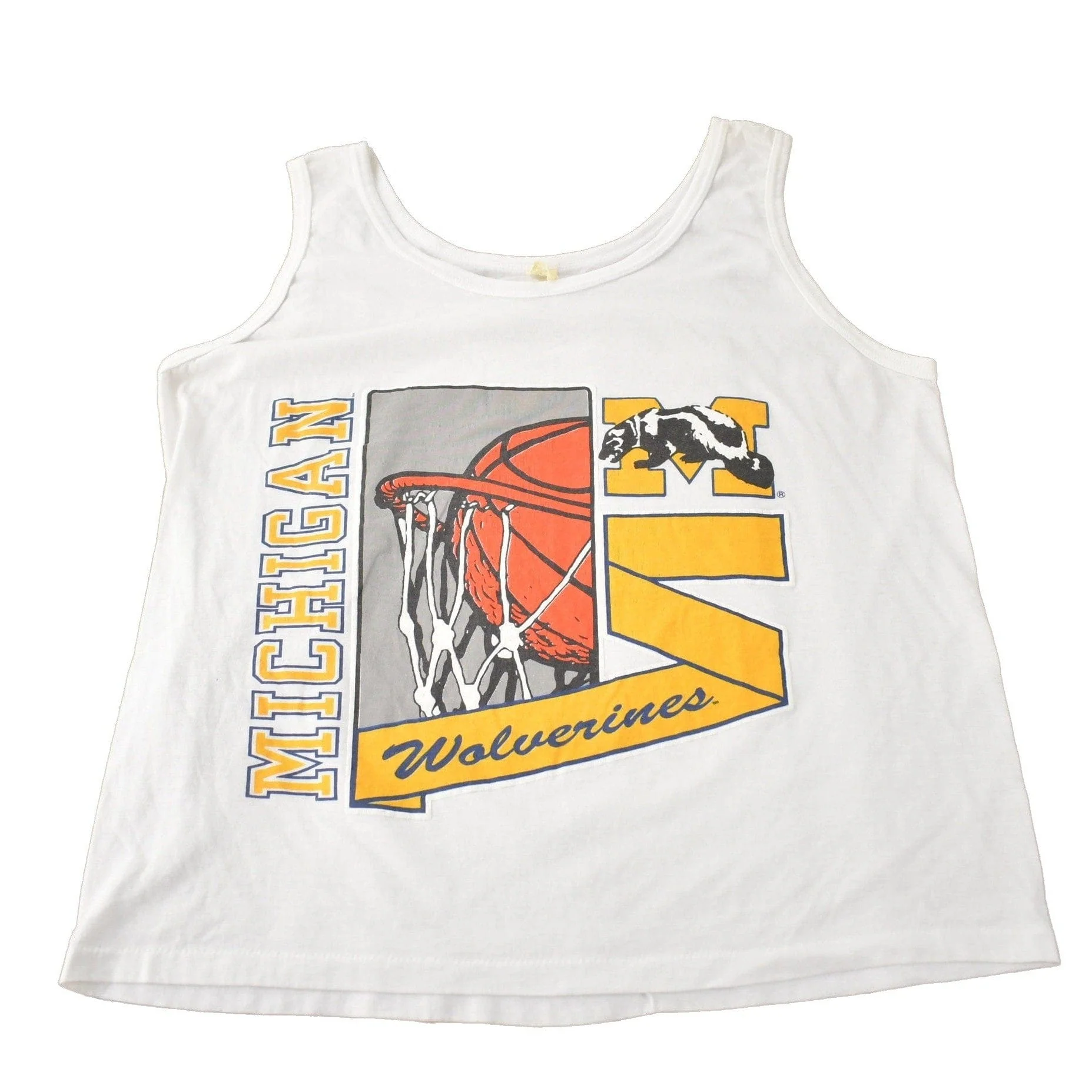 Vintage 1980s University Of Michigan Wolverines Collegiate Graphic Tank Top Men's M