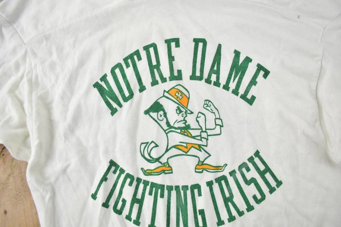 Vintage 1980s University Of Notre Dame Fighting Irish Champion Single Stitch Collegiate Shirt Men's M - Image 3
