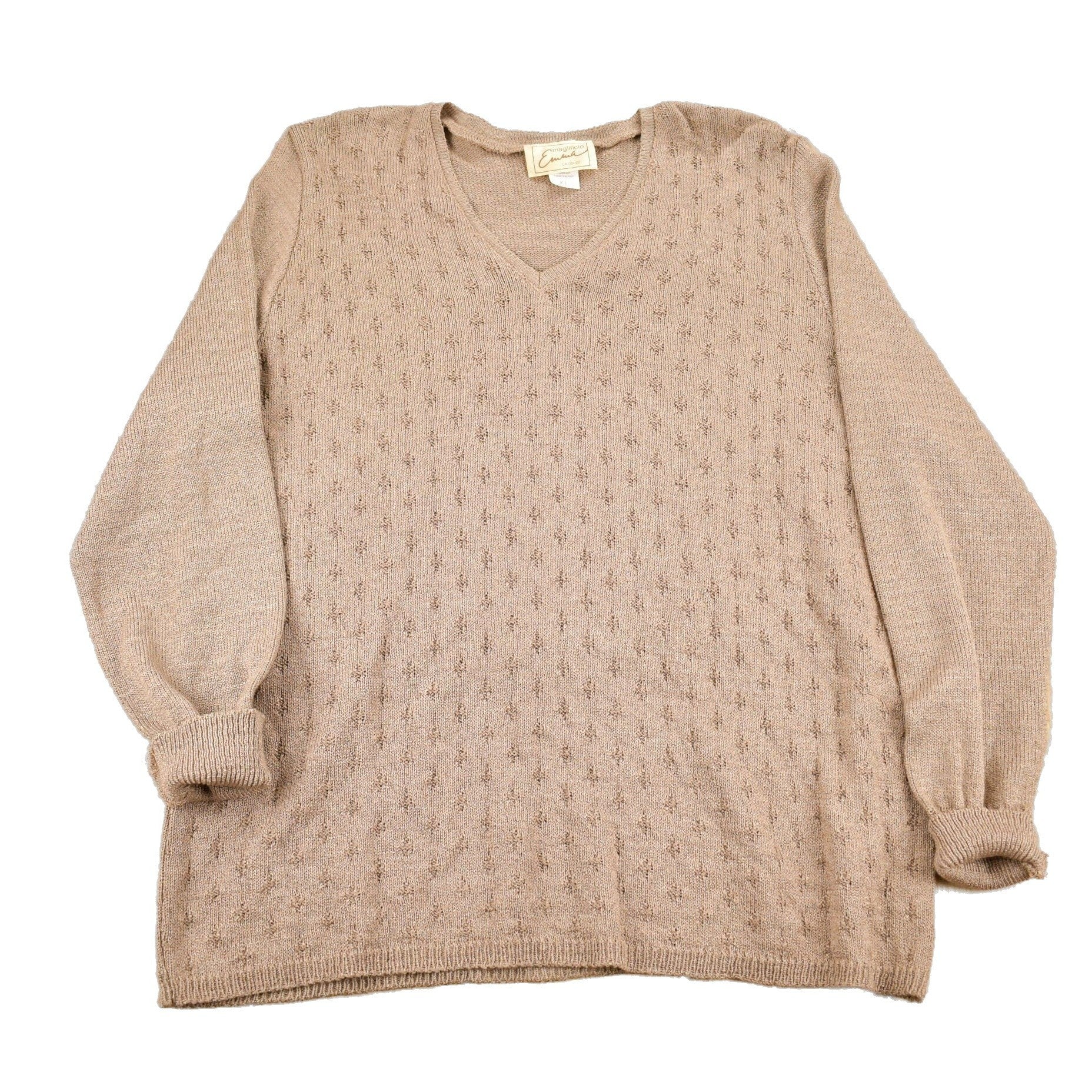 Vintage 1980s V-Neck Yarn Knit Sweater Men's XL