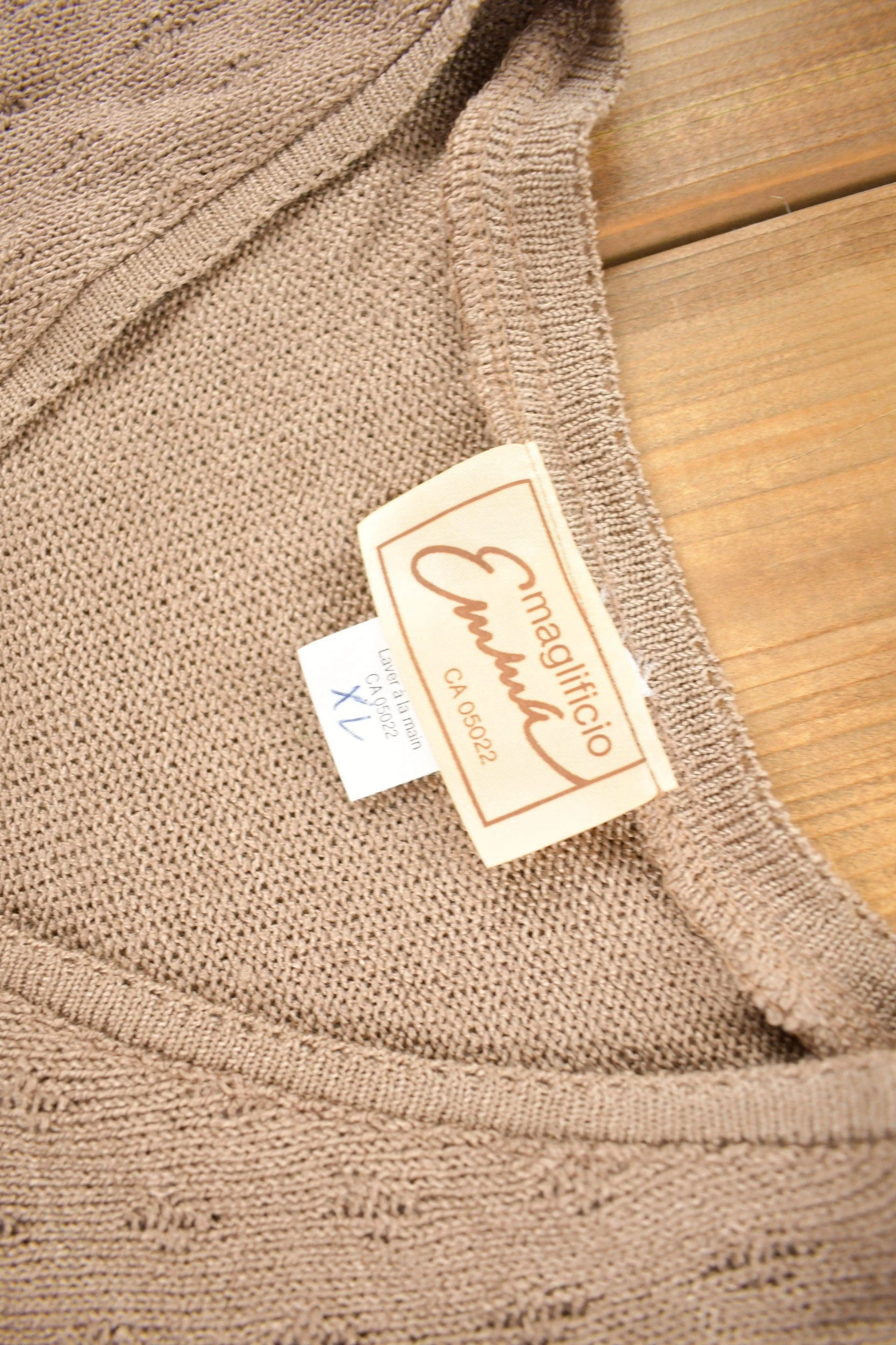 Vintage 1980s V-Neck Yarn Knit Sweater Men's XL - Image 4