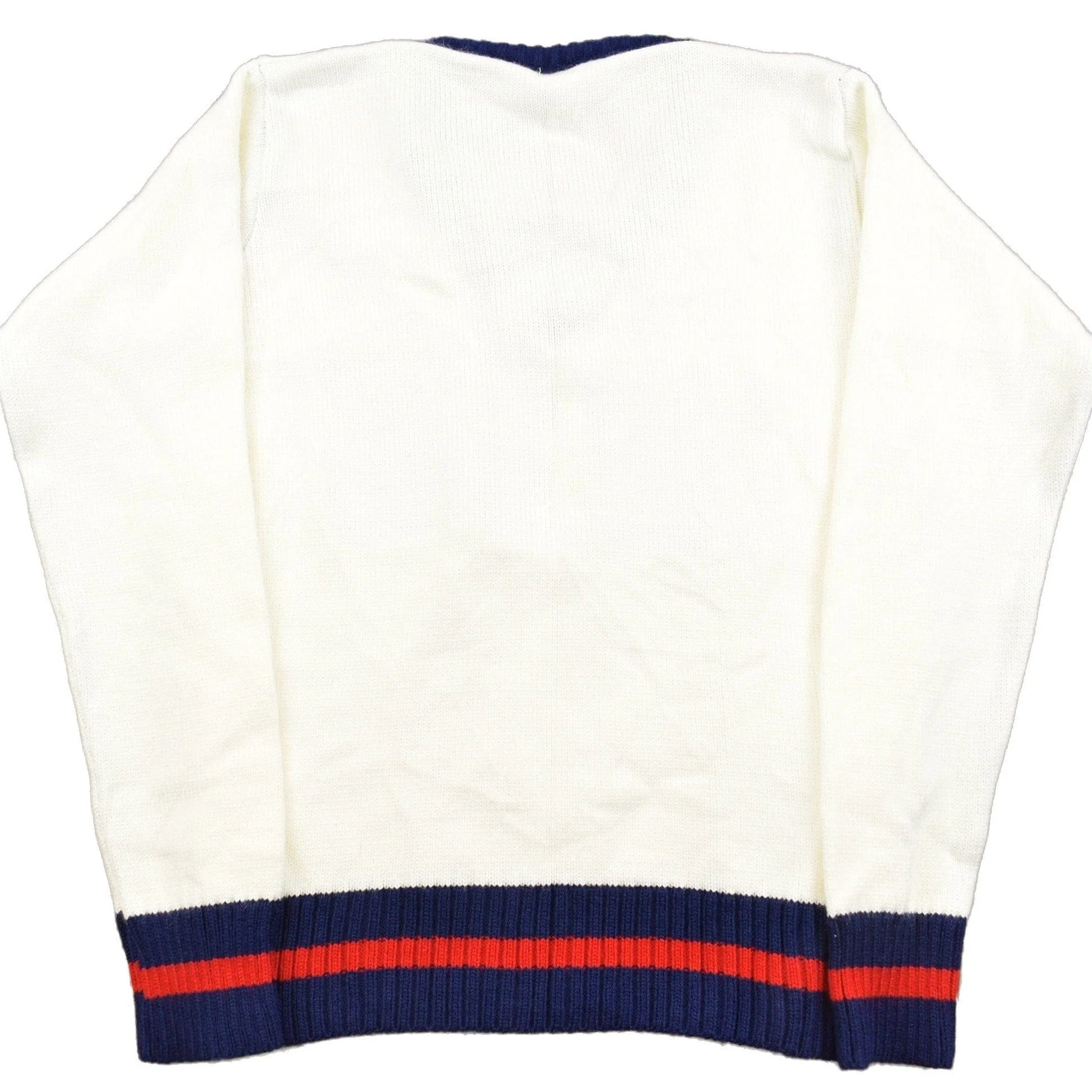 Vintage 1980s Varsity Sweater 'NHS' Knit V-Neck Sweater Men's Small - Image 2