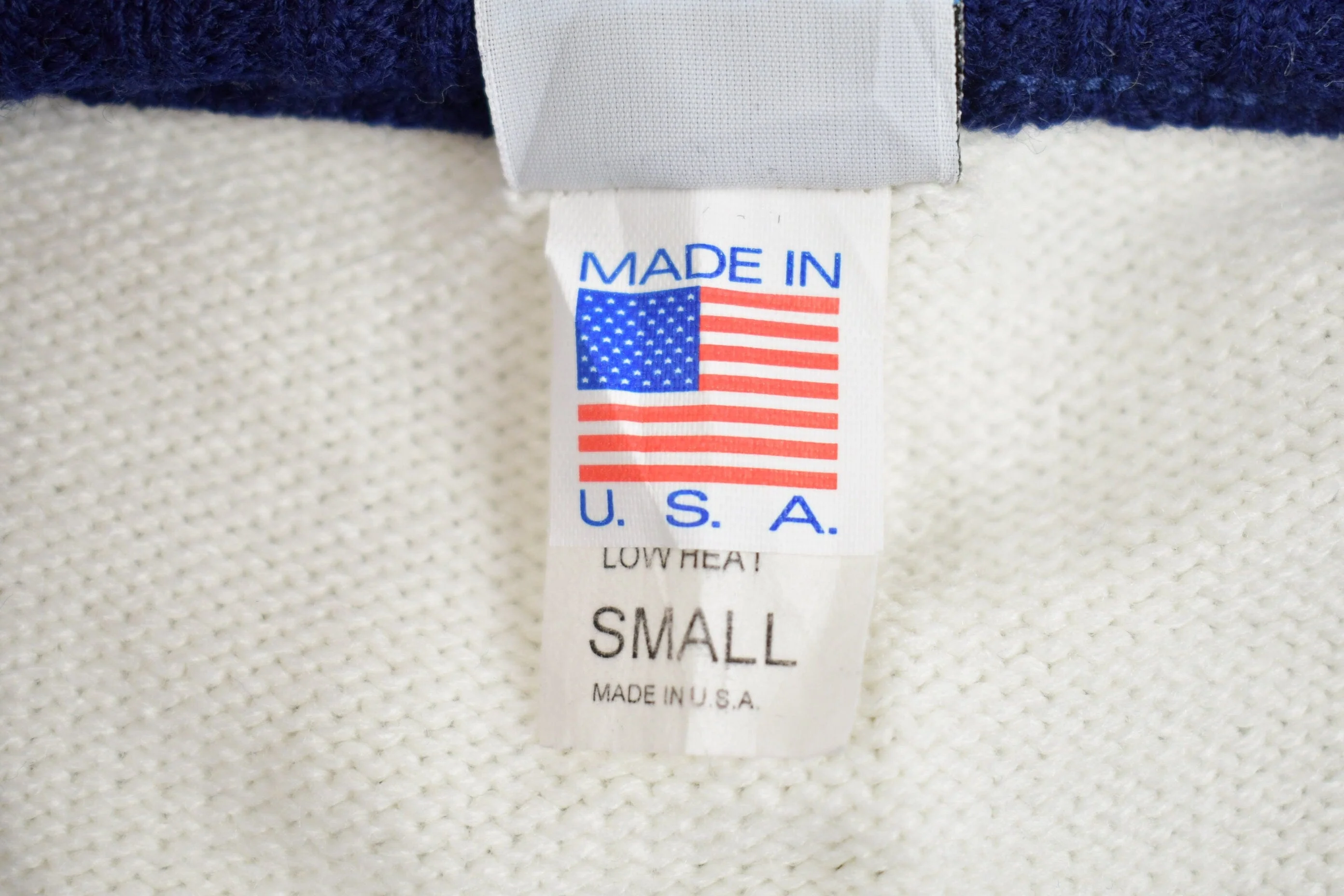 Vintage 1980s Varsity Sweater 'NHS' Knit V-Neck Sweater Men's Small - Image 5